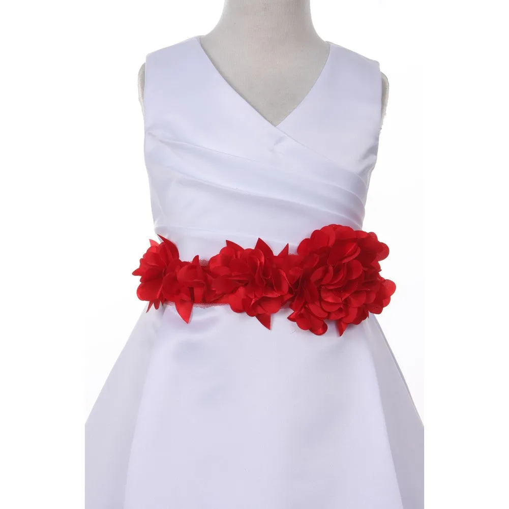 Big Girls White Lavender Flower Sash Full Bridal Junior Bridesmaid Dress 16