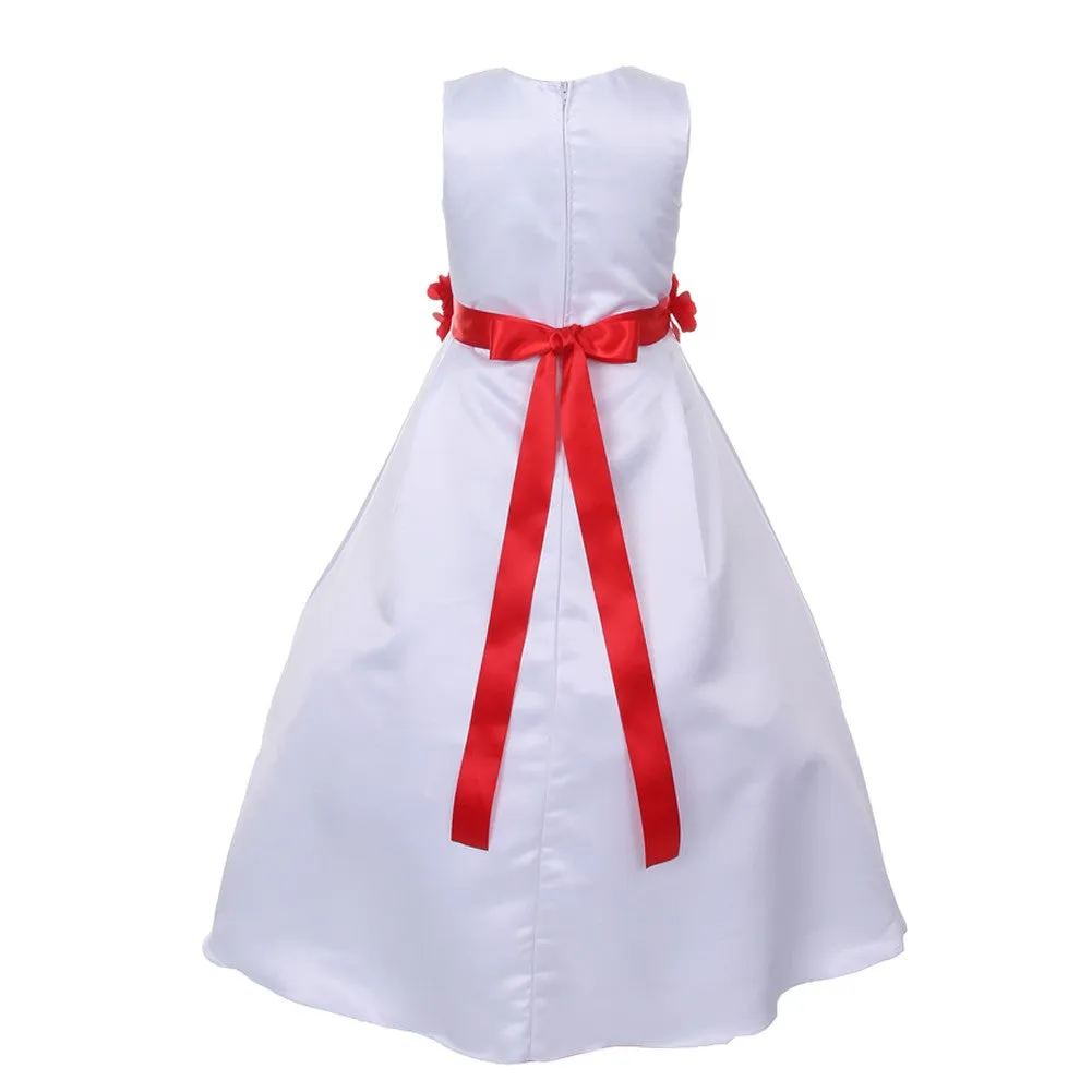 Big Girls White Lavender Flower Sash Full Bridal Junior Bridesmaid Dress 16