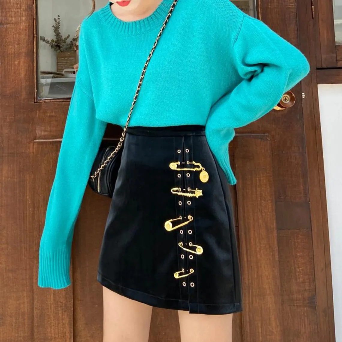 Black Punk High Waist Style Women's Mini Skirt