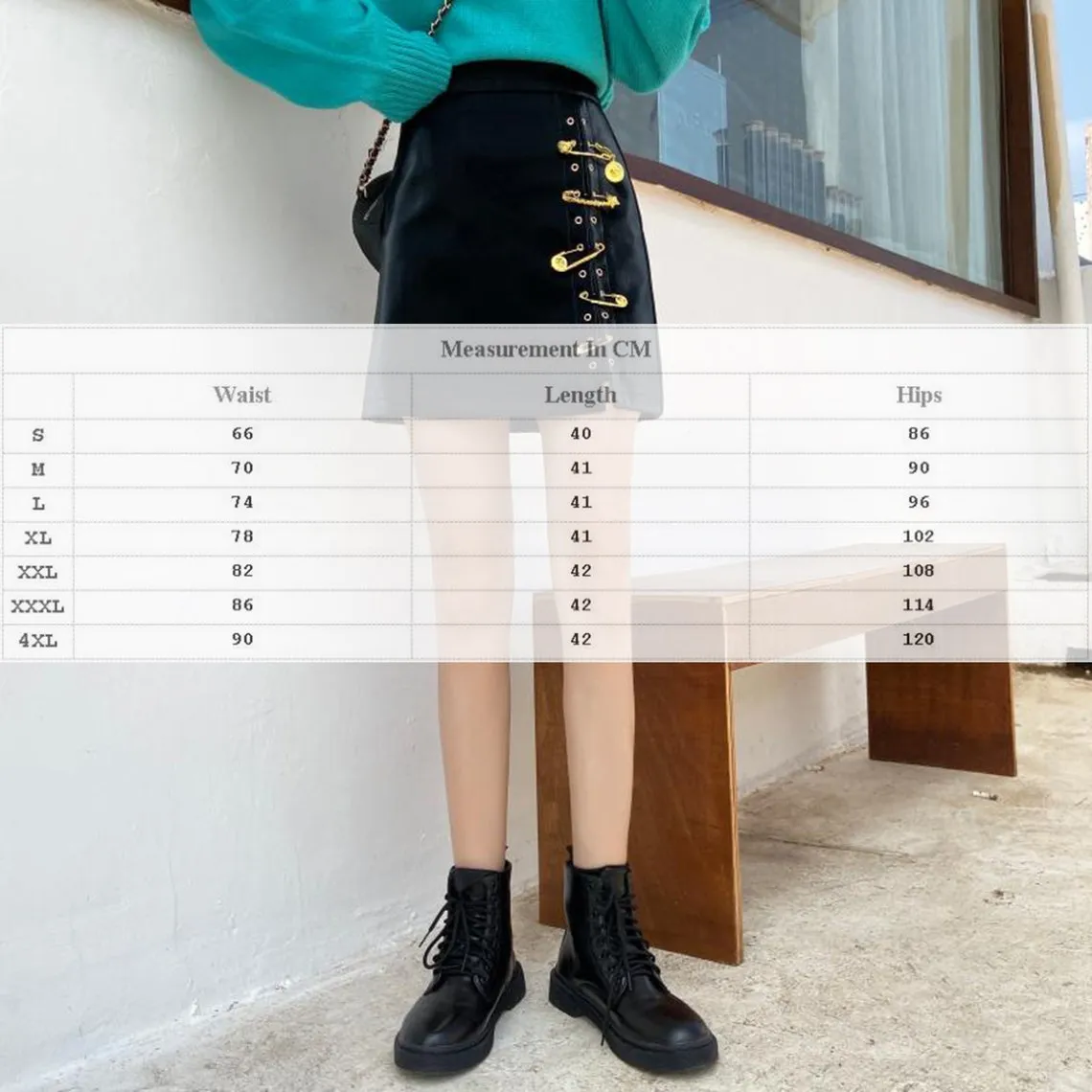 Black Punk High Waist Style Women's Mini Skirt