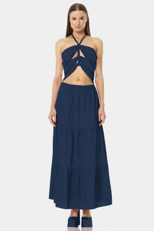 Blue Cut Out Layered Maxi Dress