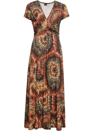 Bodyflirt Printed Jersey Maxi Dress, Brown