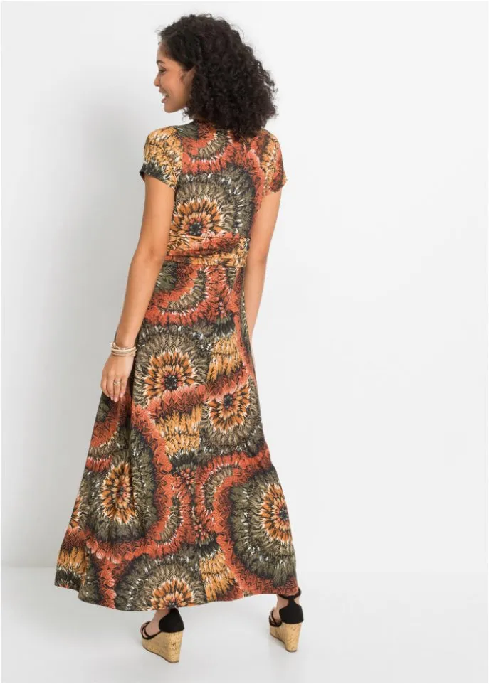 Bodyflirt Printed Jersey Maxi Dress, Brown