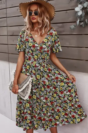 Boho Midi Dress, Sundress, Be a Wildflower in Black