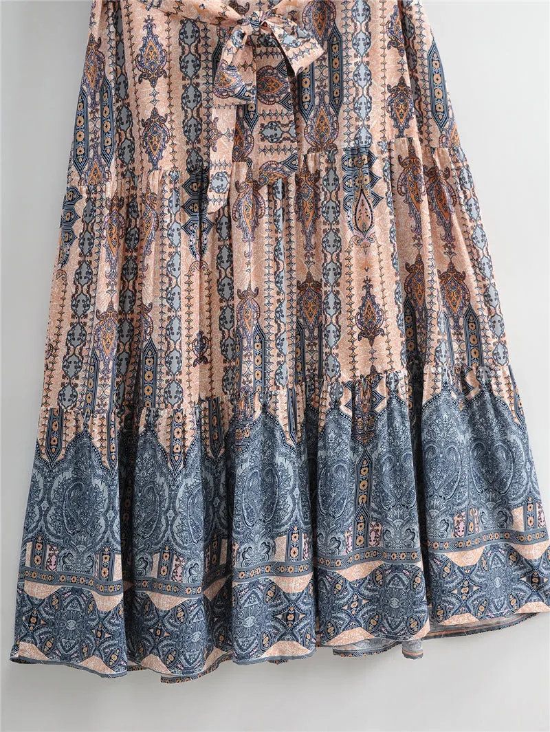 Boho Midi Dress, Sundress, Blue Jade Ethic