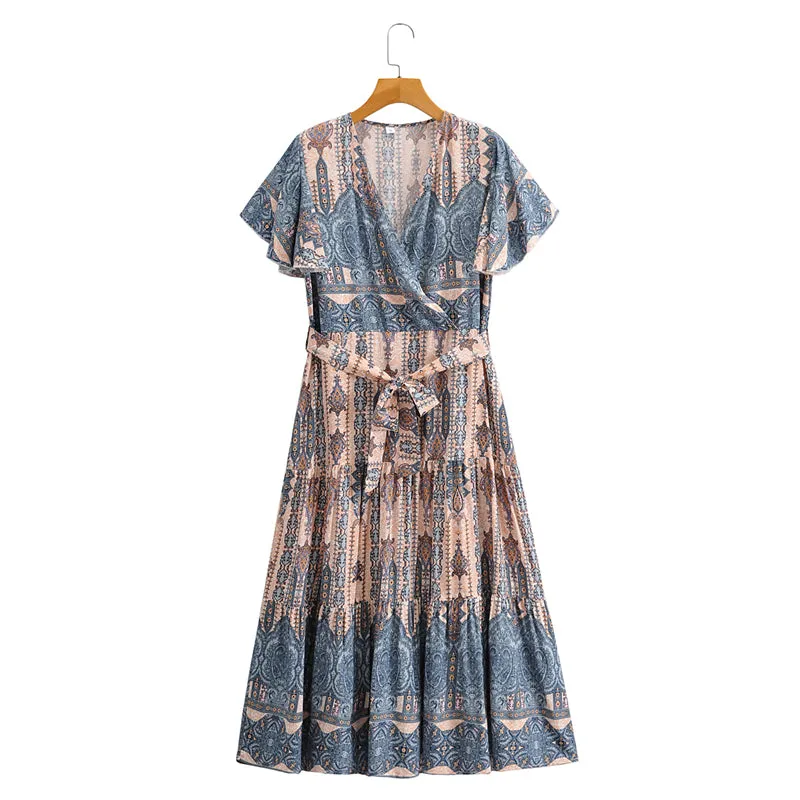 Boho Midi Dress, Sundress, Blue Jade Ethic