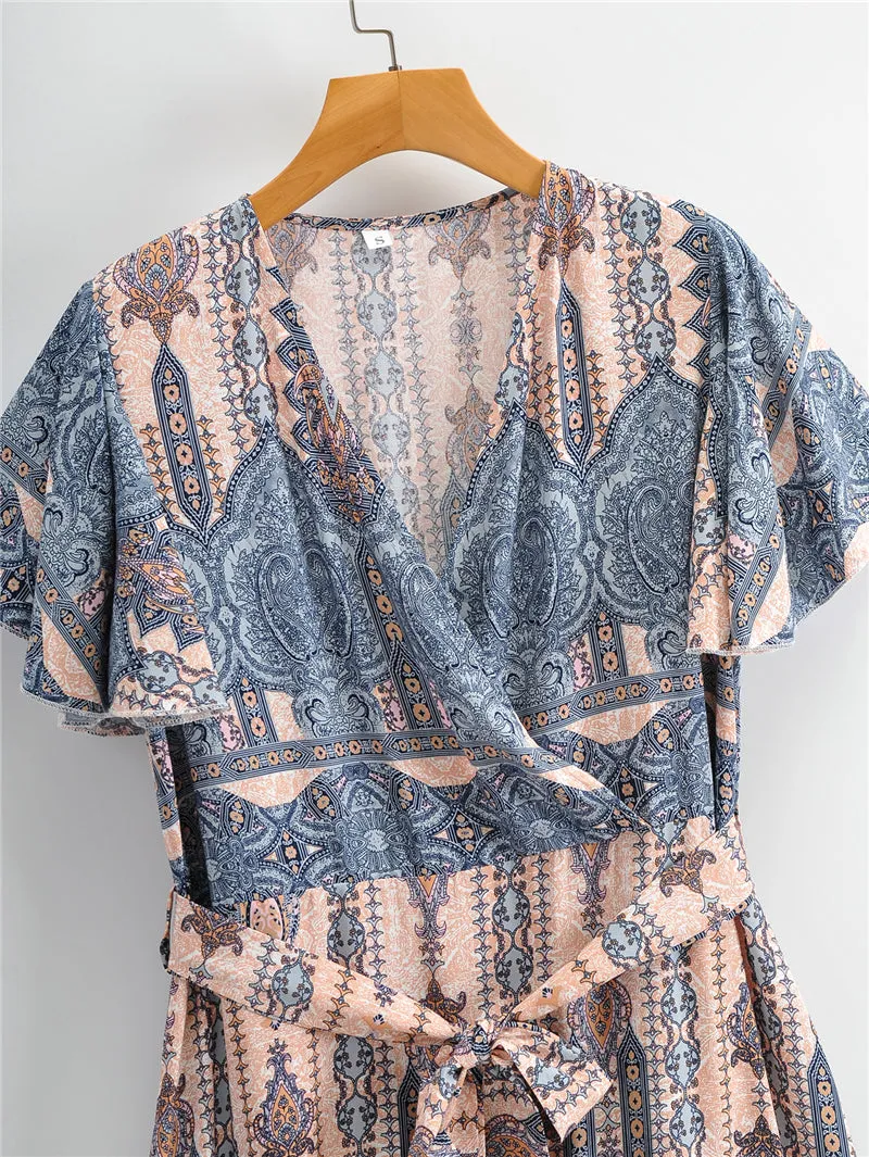 Boho Midi Dress, Sundress, Blue Jade Ethic