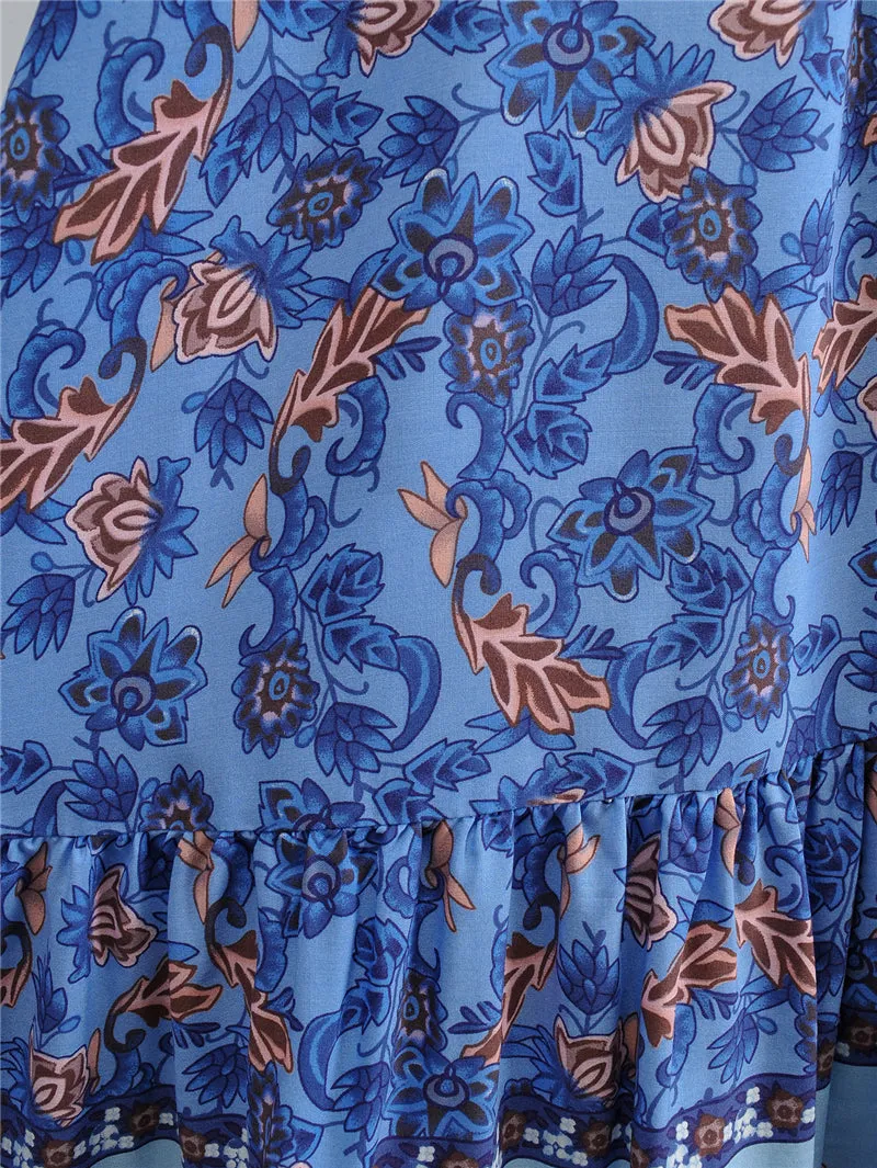 Boho Midi Dress, Sundress, Blue Sage