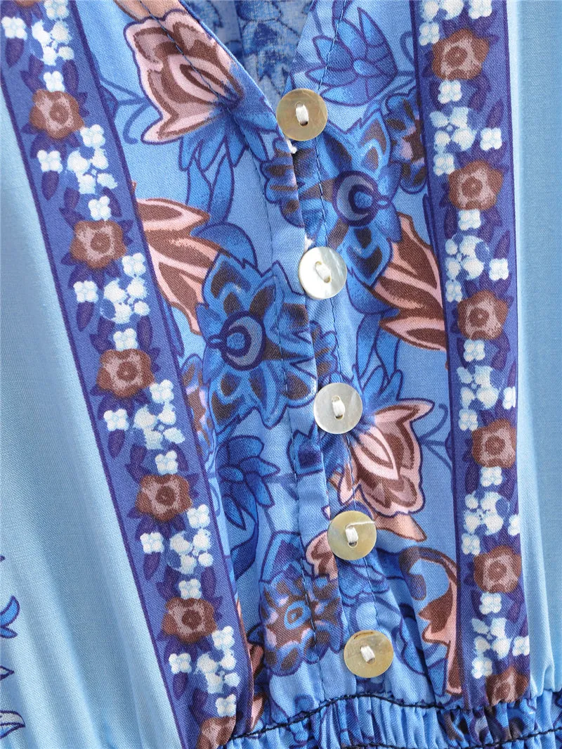 Boho Midi Dress, Sundress, Blue Sage