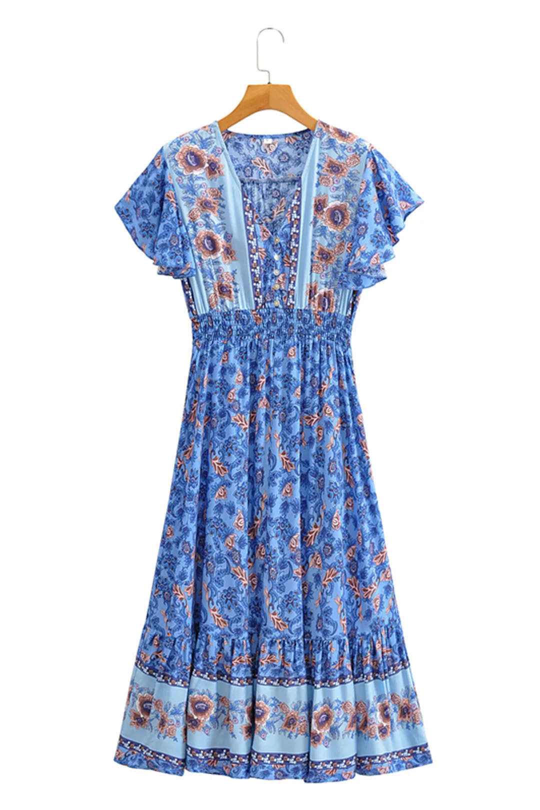 Boho Midi Dress, Sundress, Blue Sage