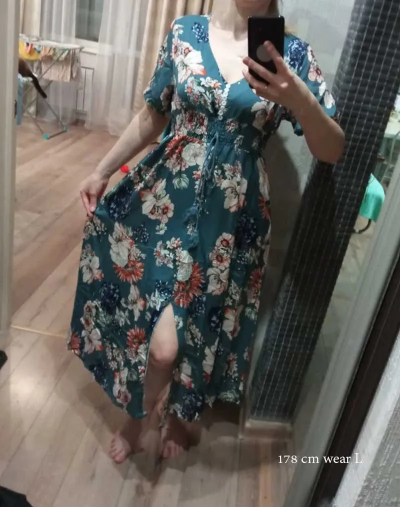 Boho Midi Dress, Sundress, Canna in Black