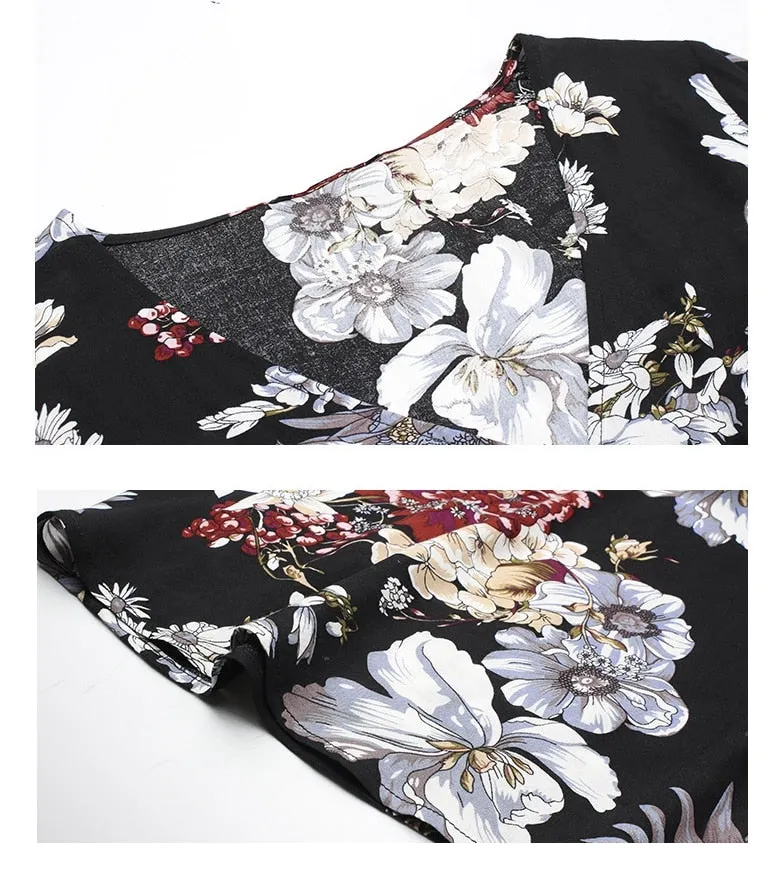 Boho Midi Dress, Sundress, Canna in Black