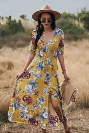 Boho Midi Dress, Sundress, Canna in Yellow