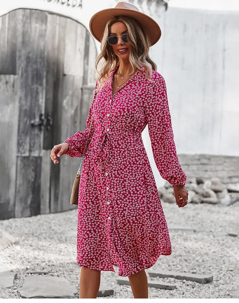Boho Midi Dress, Sundress, Layla Red