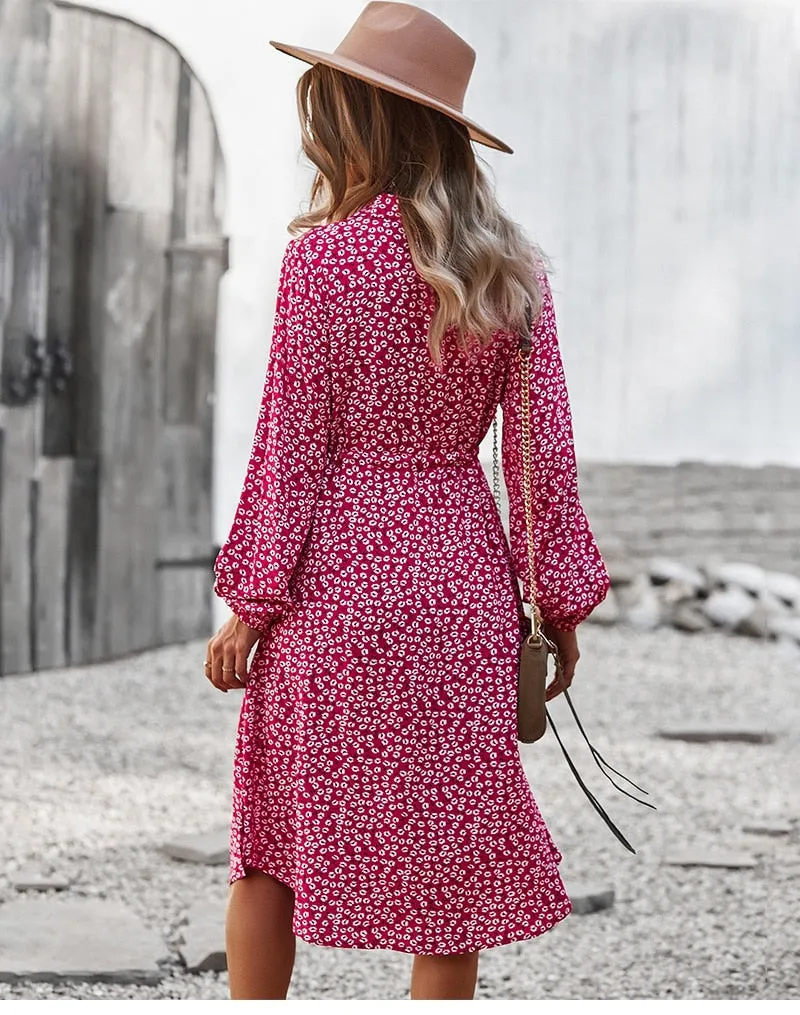 Boho Midi Dress, Sundress, Layla Red