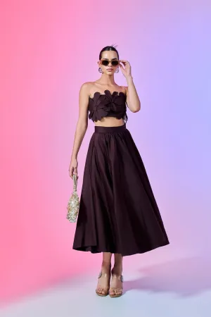 Brown Bloom Midi Skirt