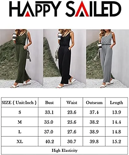 Brown Sleeveless Women's Casual Sleeveless Front Button Loose Jumpsuits Stretchy Long Pants Romper with Pockets - Happy Sailed