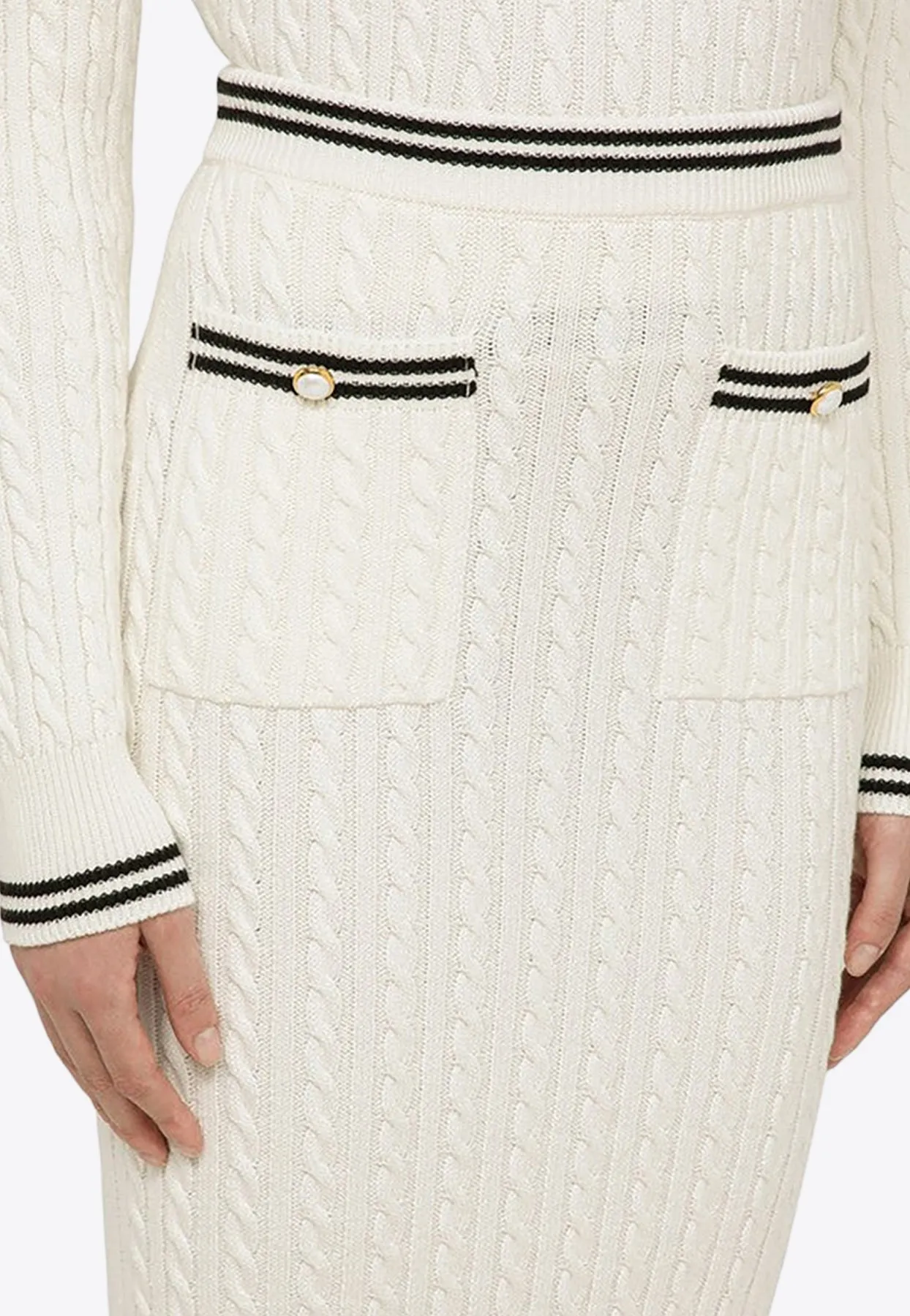 Cable-Knit Midi Pencil Skirt