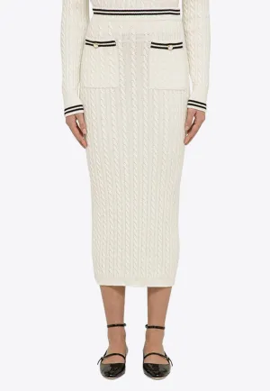 Cable-Knit Midi Pencil Skirt