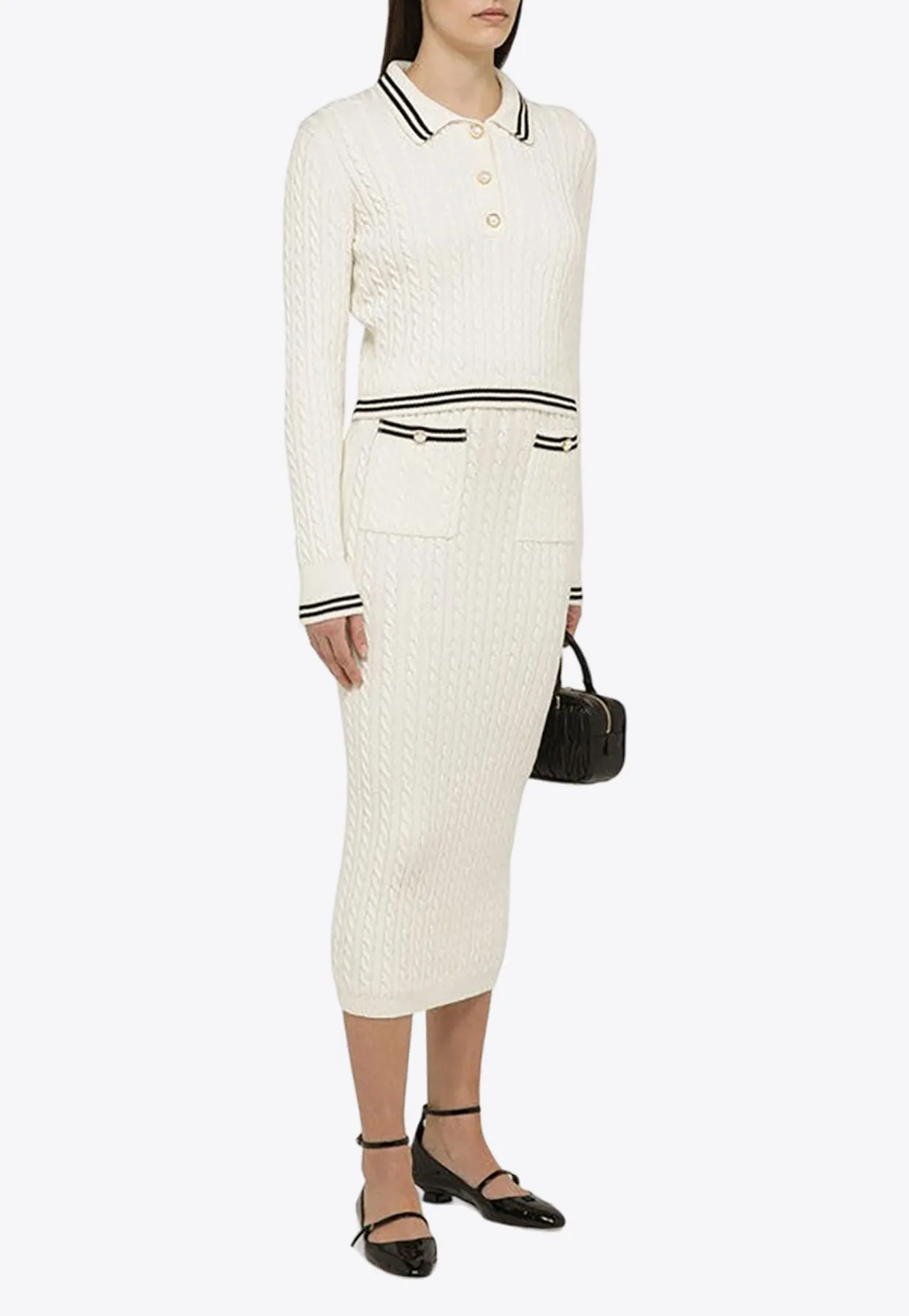 Cable-Knit Midi Pencil Skirt