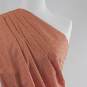 Carolina - Dark Peach, Geometric Embroidered Cotton Woven Fabric