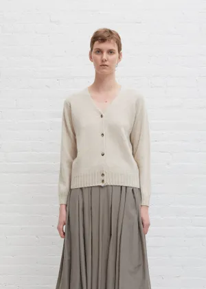 Cashmere Seamless V Neck Cardigan — Light Brown