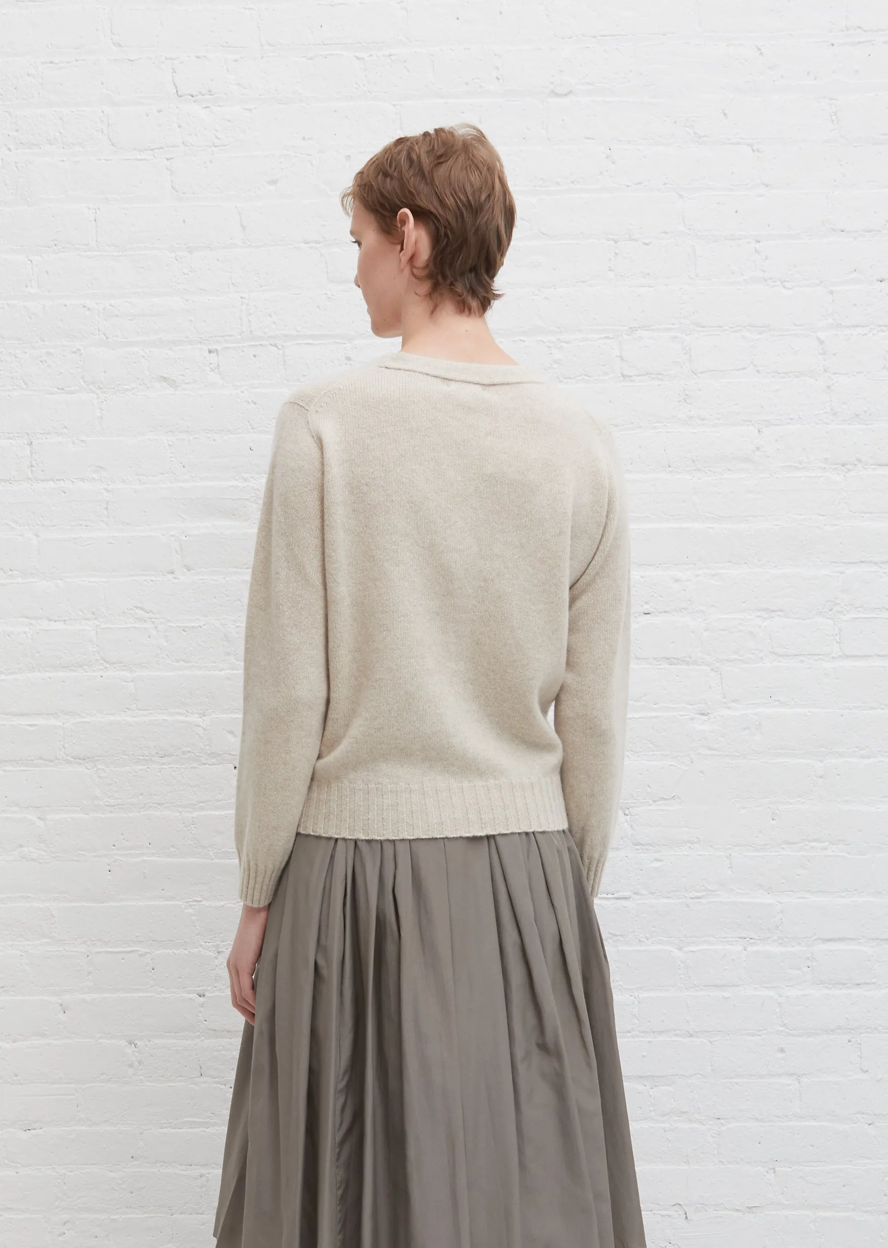 Cashmere Seamless V Neck Cardigan — Light Brown