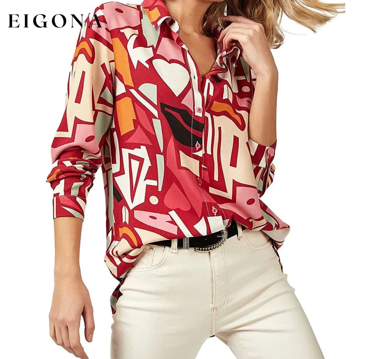 Casual Long Sleeve Button Down Shirts Tops