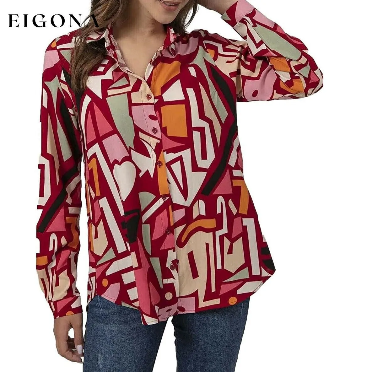 Casual Long Sleeve Button Down Shirts Tops