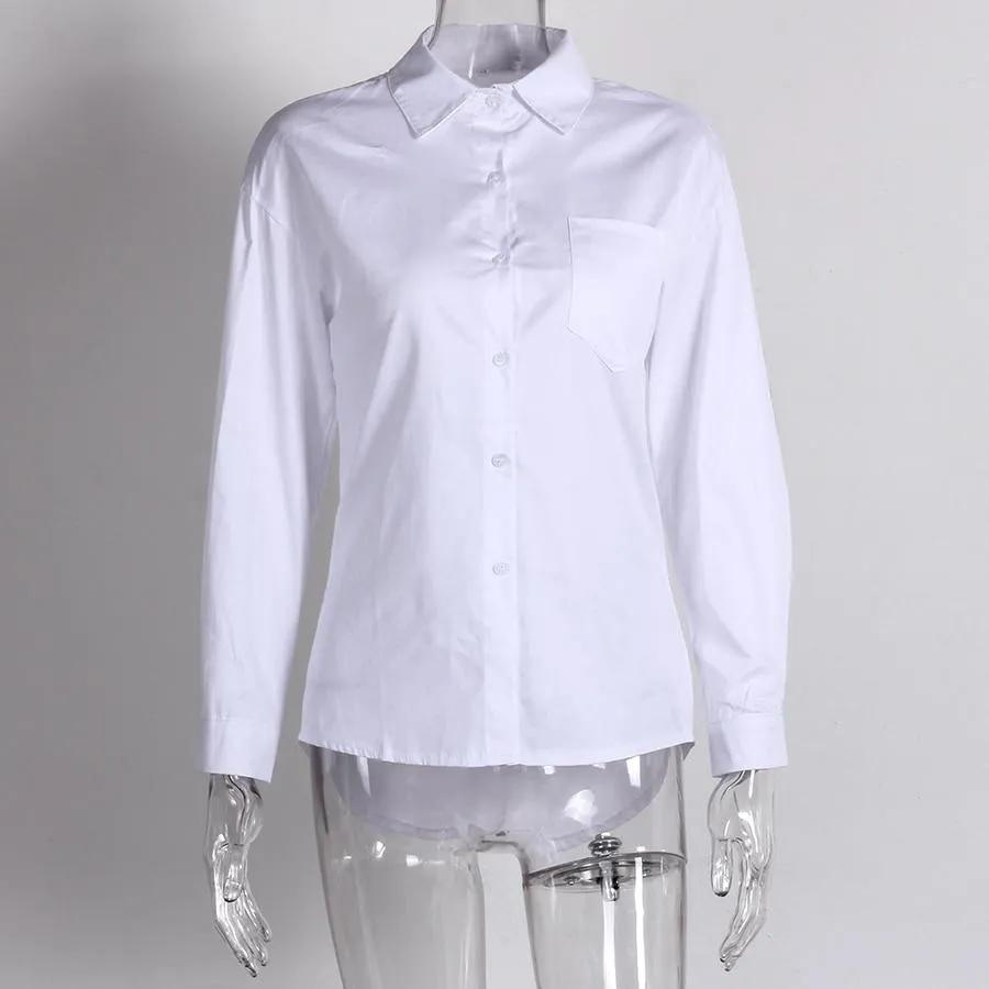 Casual Loose Women Shirts Fashion Collar Plus Size Blouse Long Sleeve Buttons White Shirt Women Tops