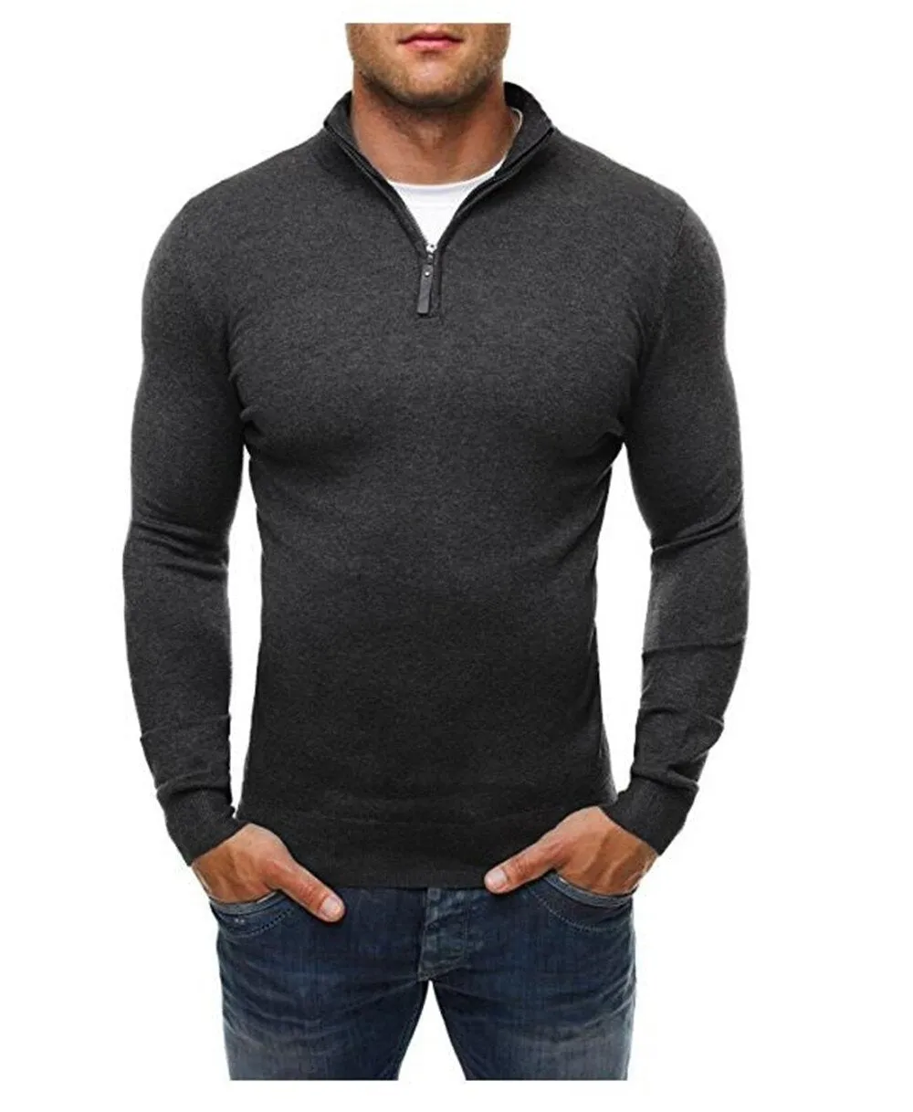 Casual Sweater Men's Solid Color Standing Collar Long Sleeve