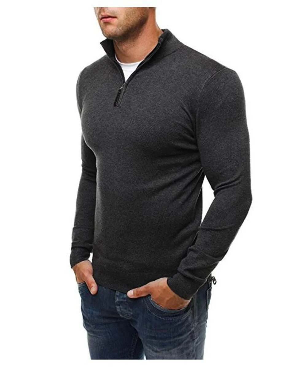 Casual Sweater Men's Solid Color Standing Collar Long Sleeve