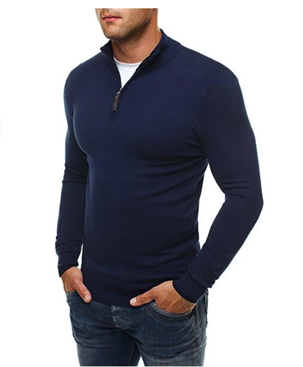 Casual Sweater Men's Solid Color Standing Collar Long Sleeve