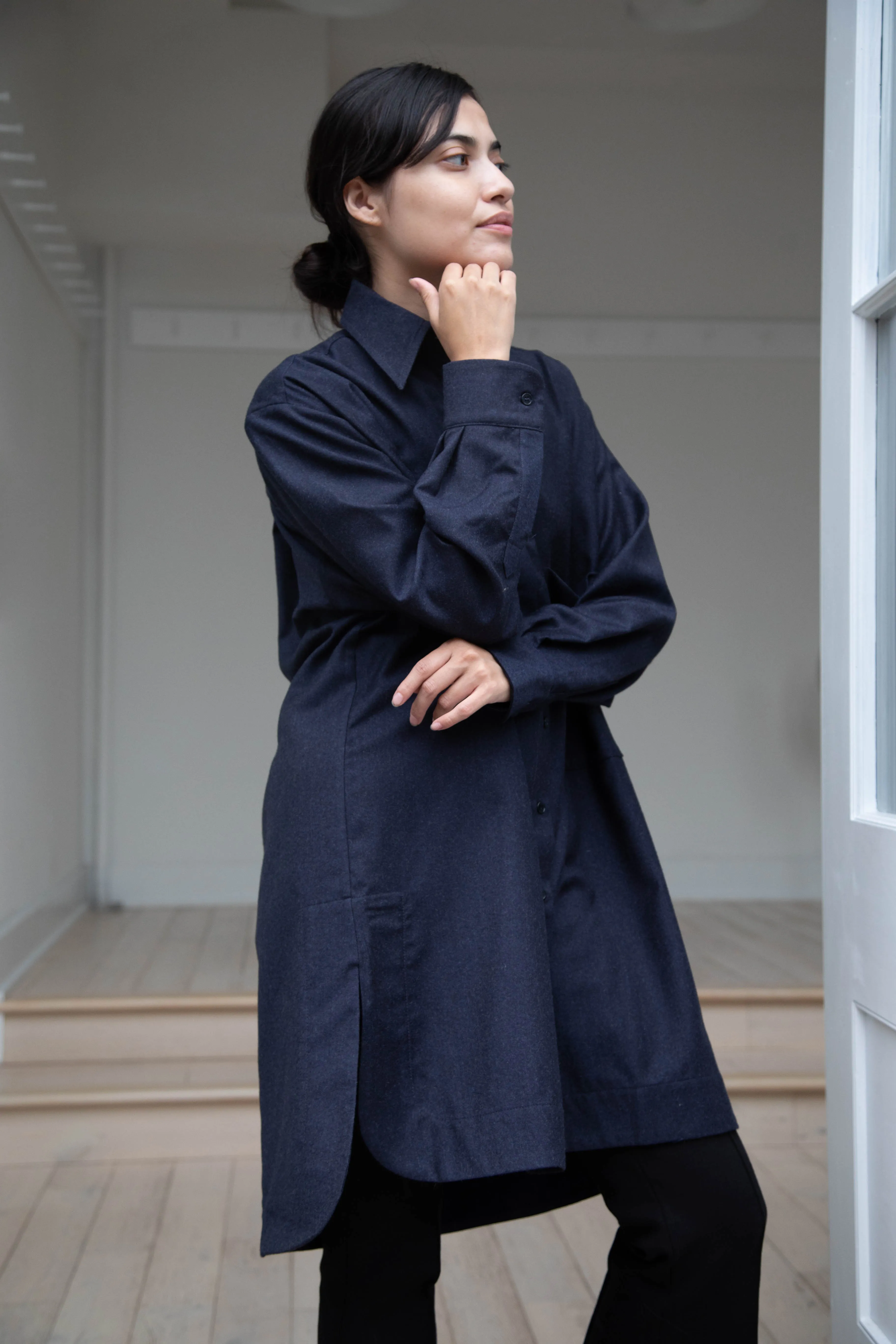 Cawley | Big Shirt in Dark Navy Wool
