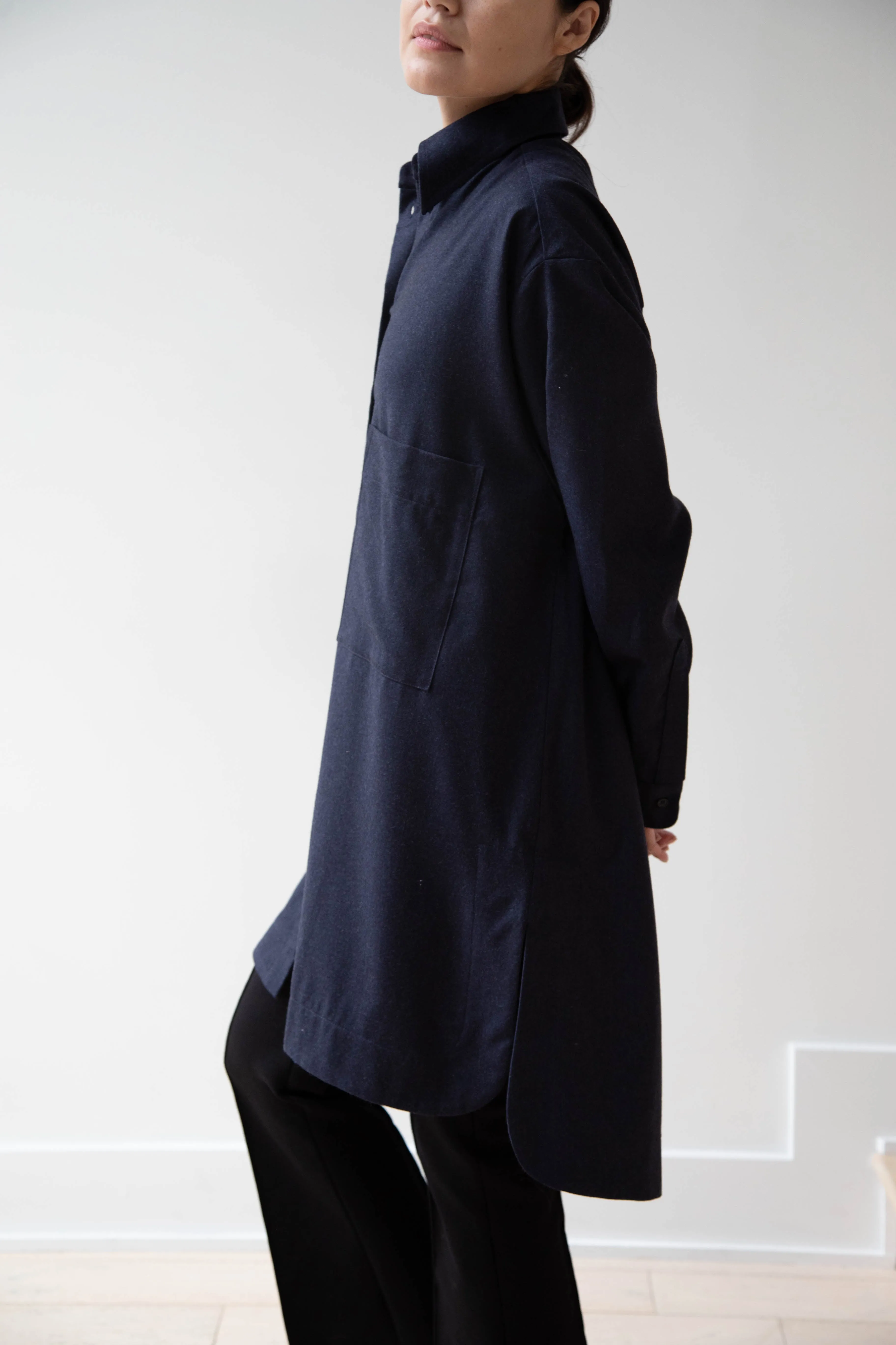 Cawley | Big Shirt in Dark Navy Wool