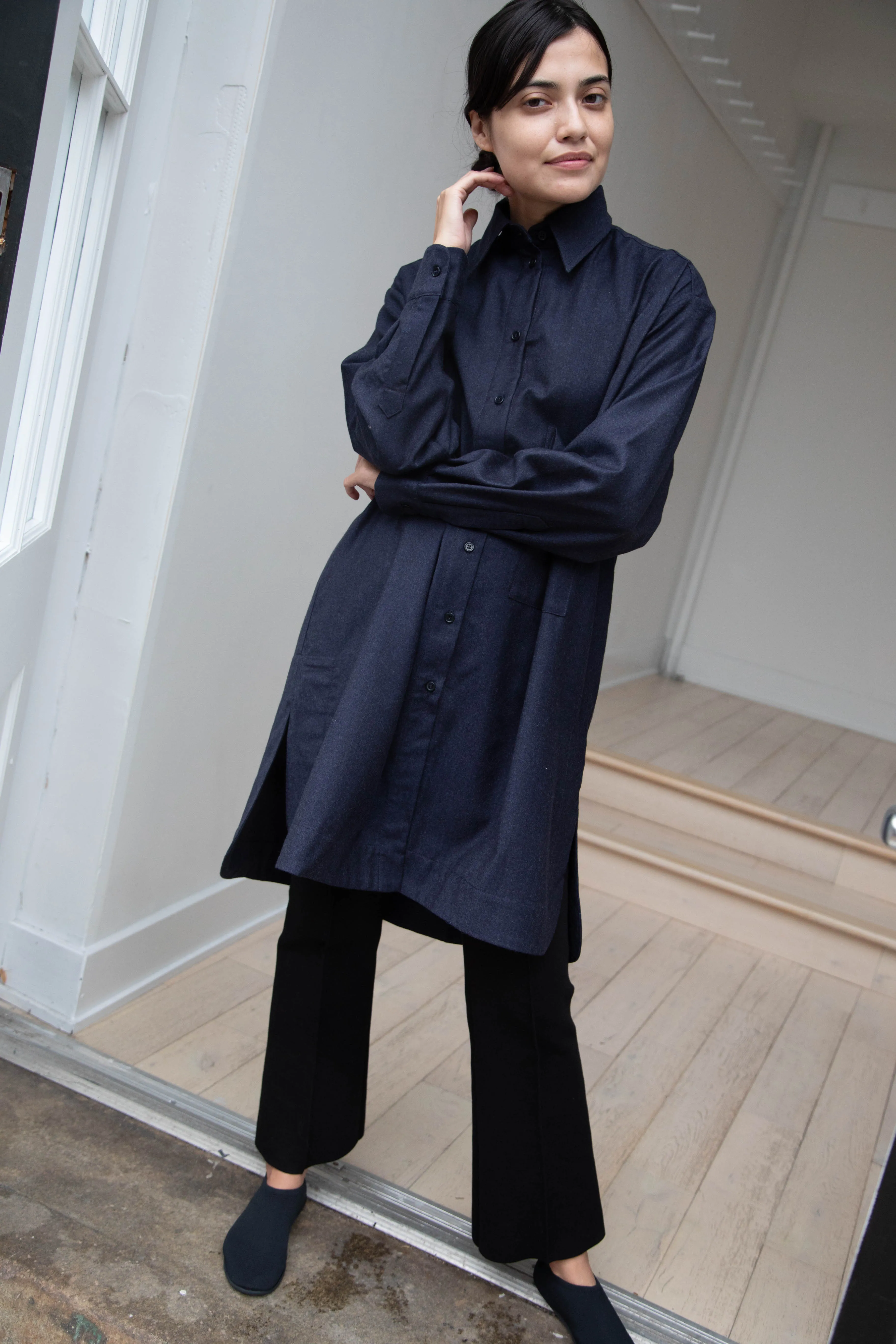Cawley | Big Shirt in Dark Navy Wool