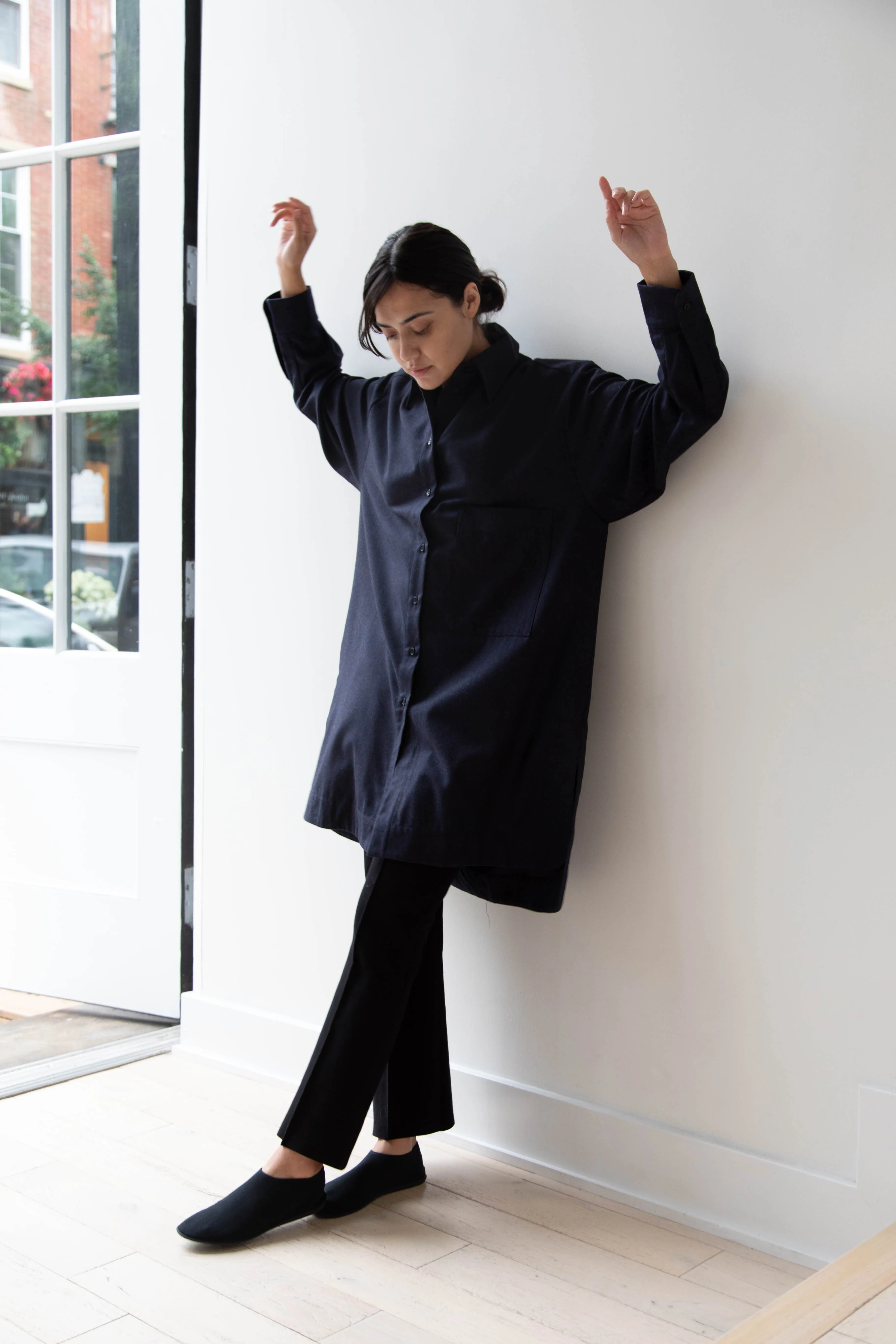 Cawley | Big Shirt in Dark Navy Wool