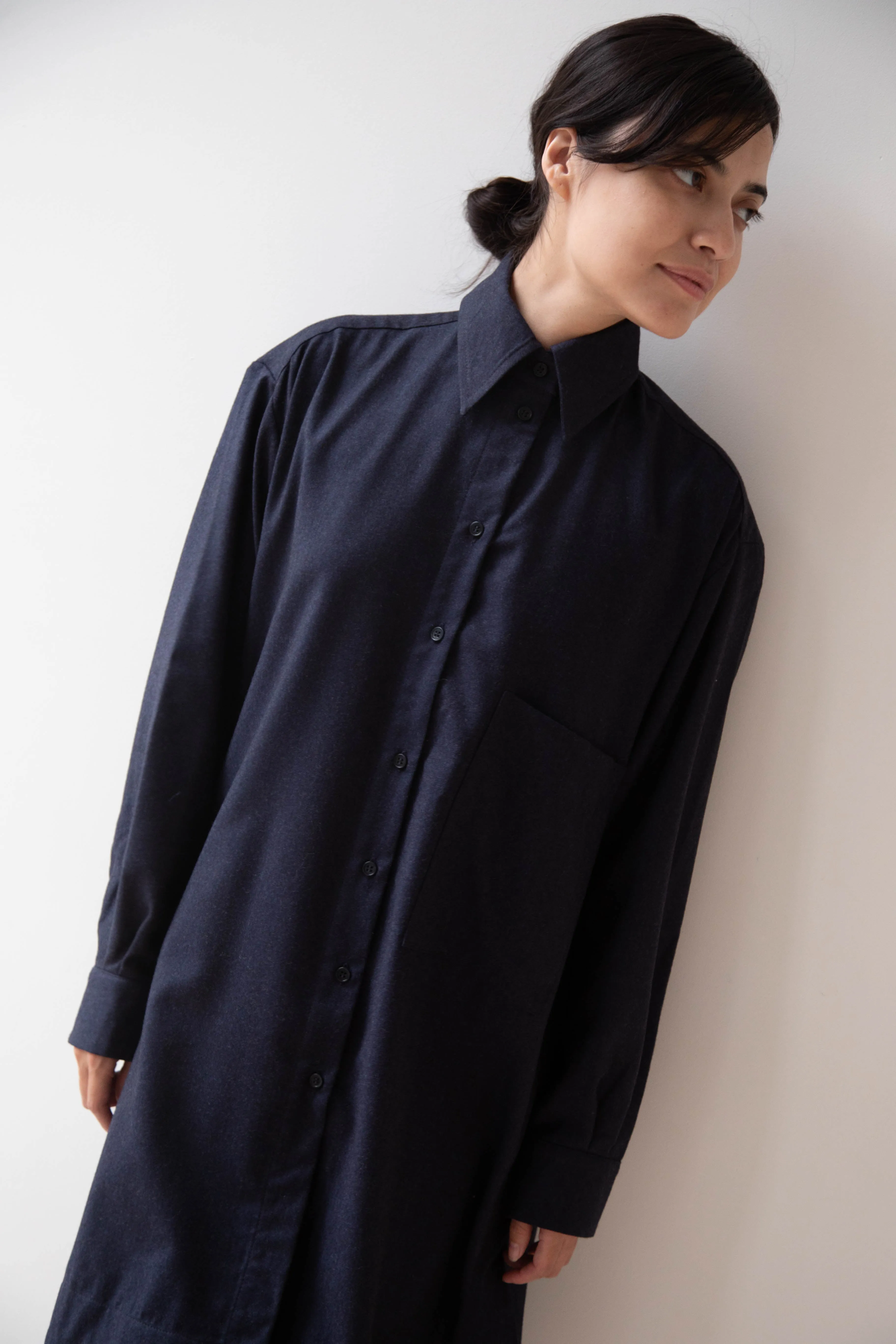 Cawley | Big Shirt in Dark Navy Wool
