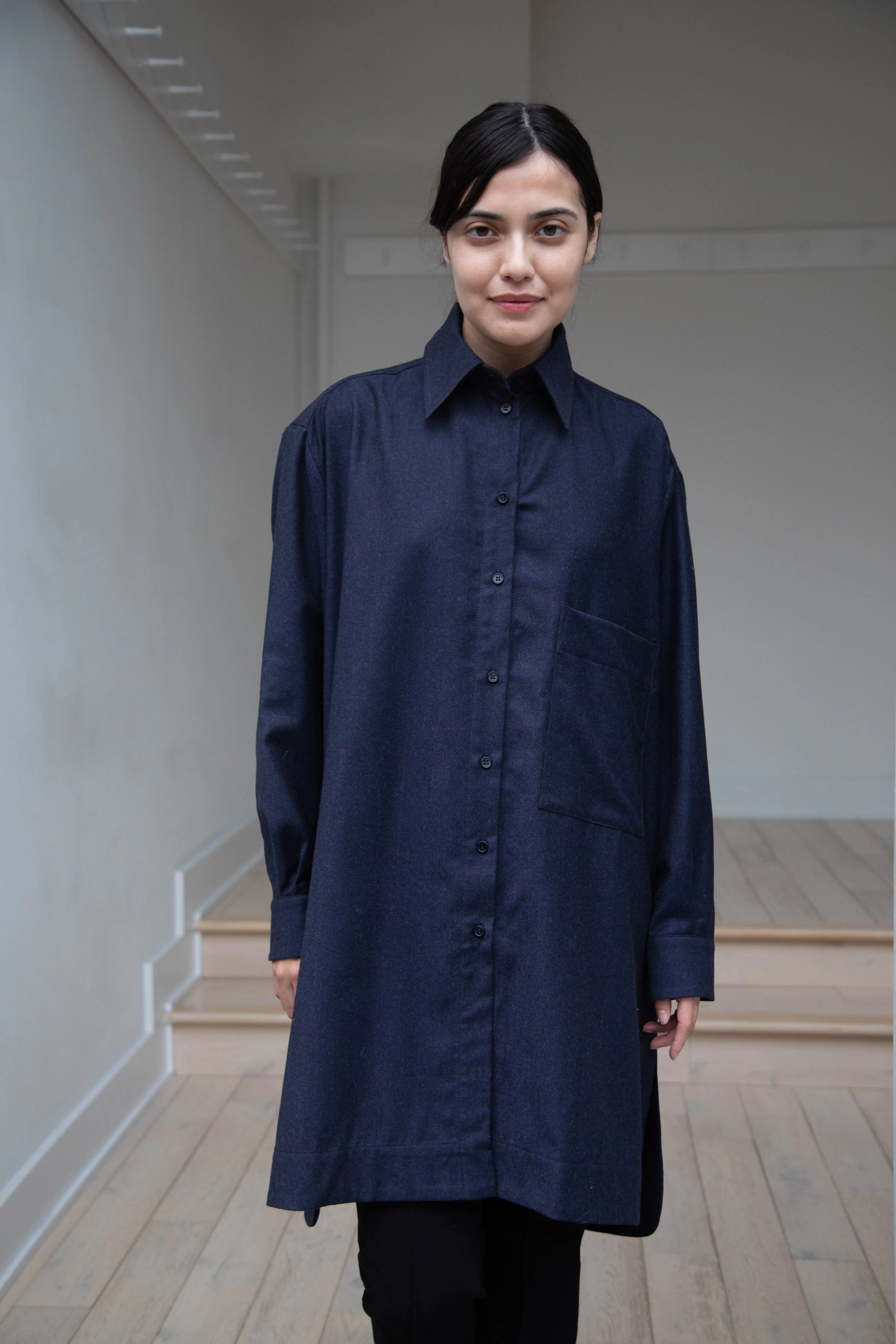 Cawley | Big Shirt in Dark Navy Wool