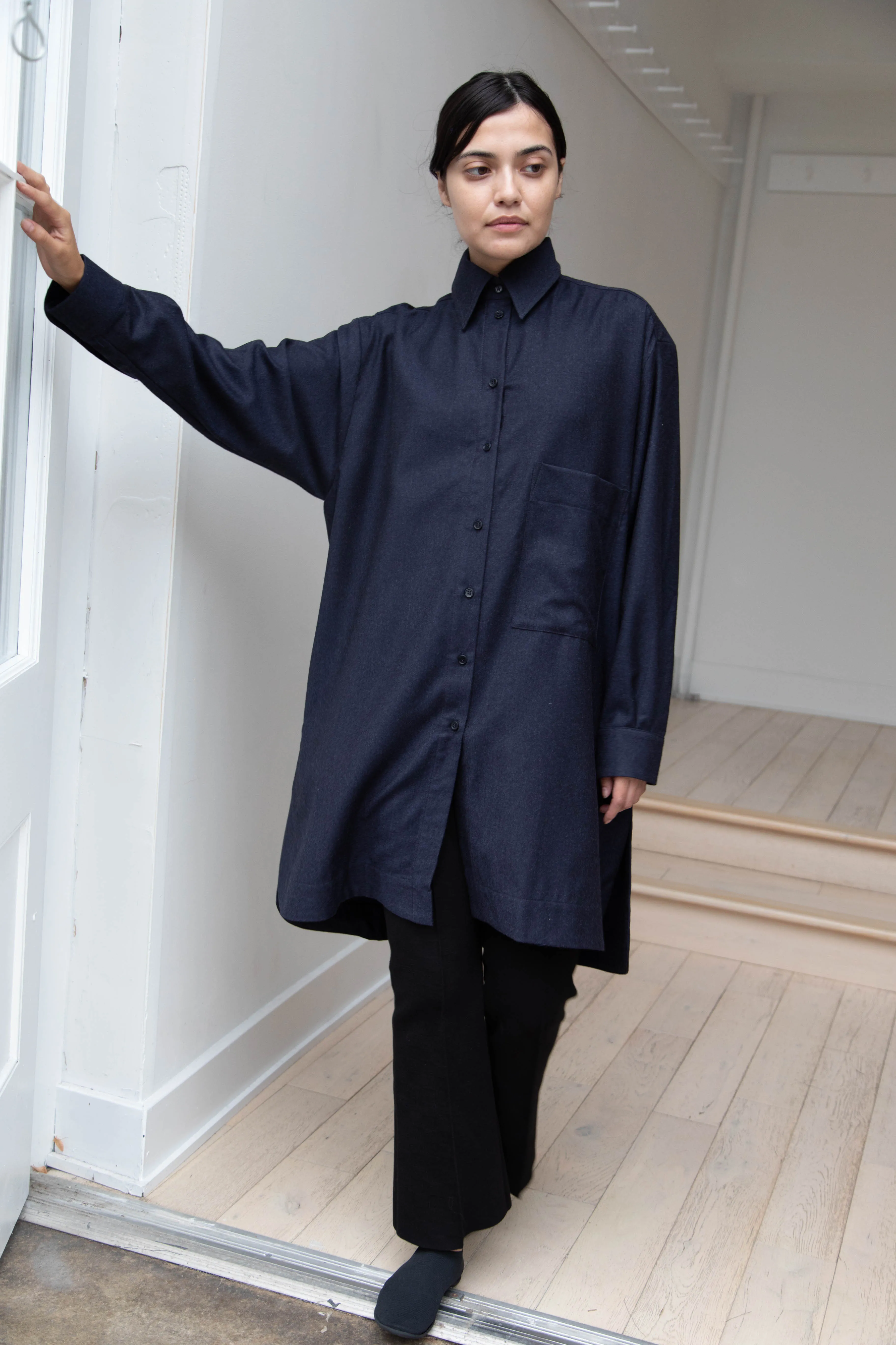 Cawley | Big Shirt in Dark Navy Wool