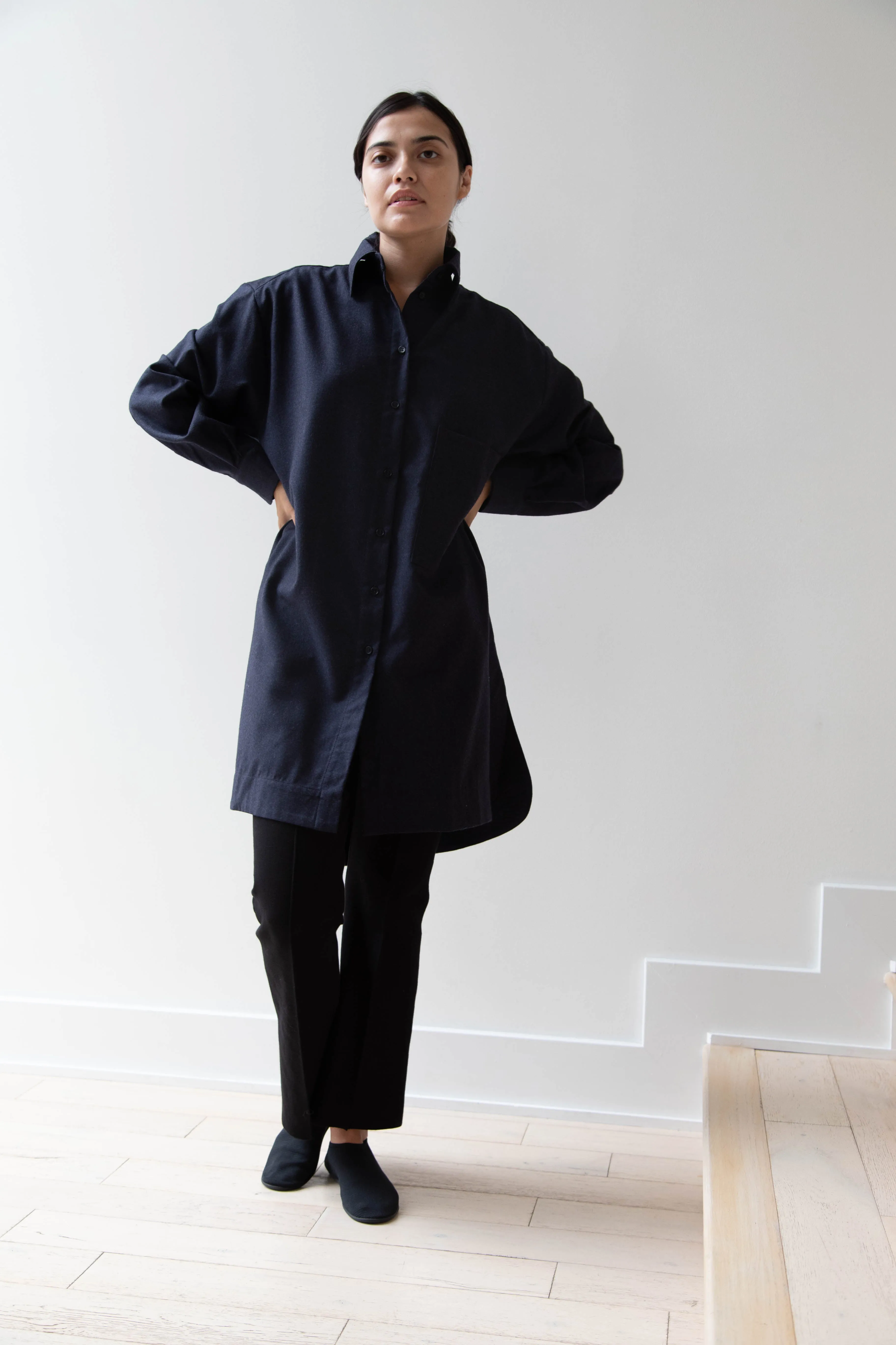 Cawley | Big Shirt in Dark Navy Wool
