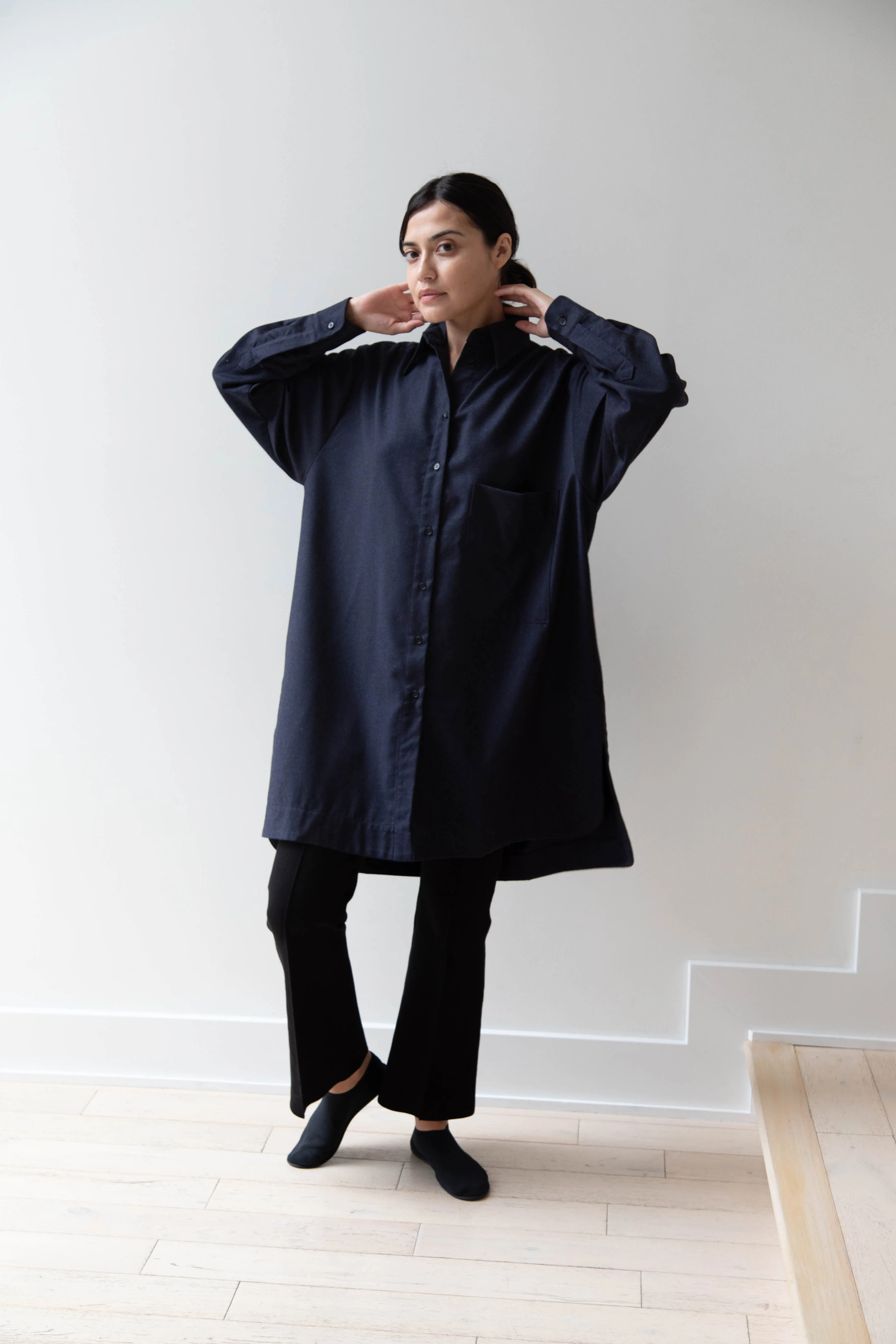 Cawley | Big Shirt in Dark Navy Wool