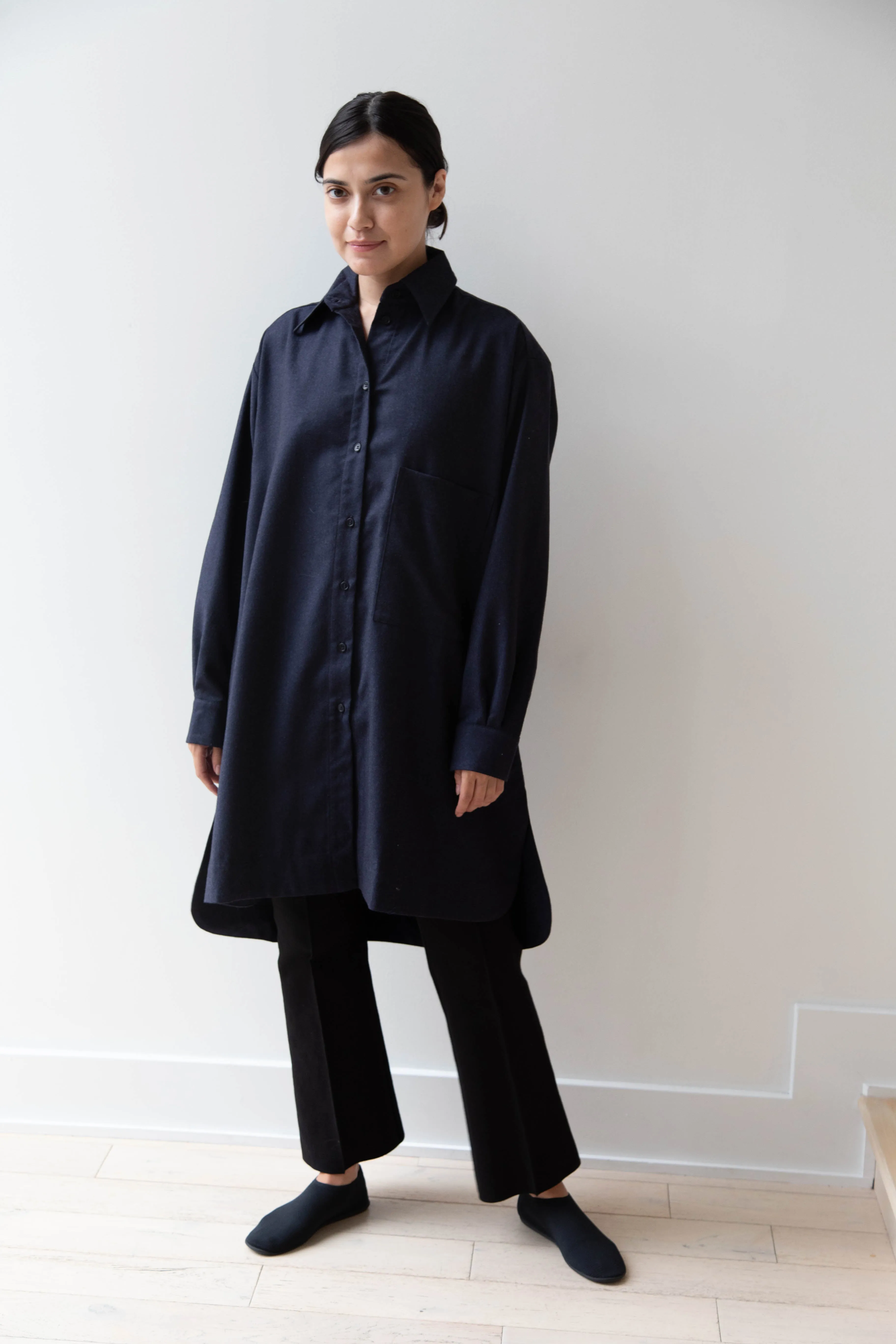 Cawley | Big Shirt in Dark Navy Wool