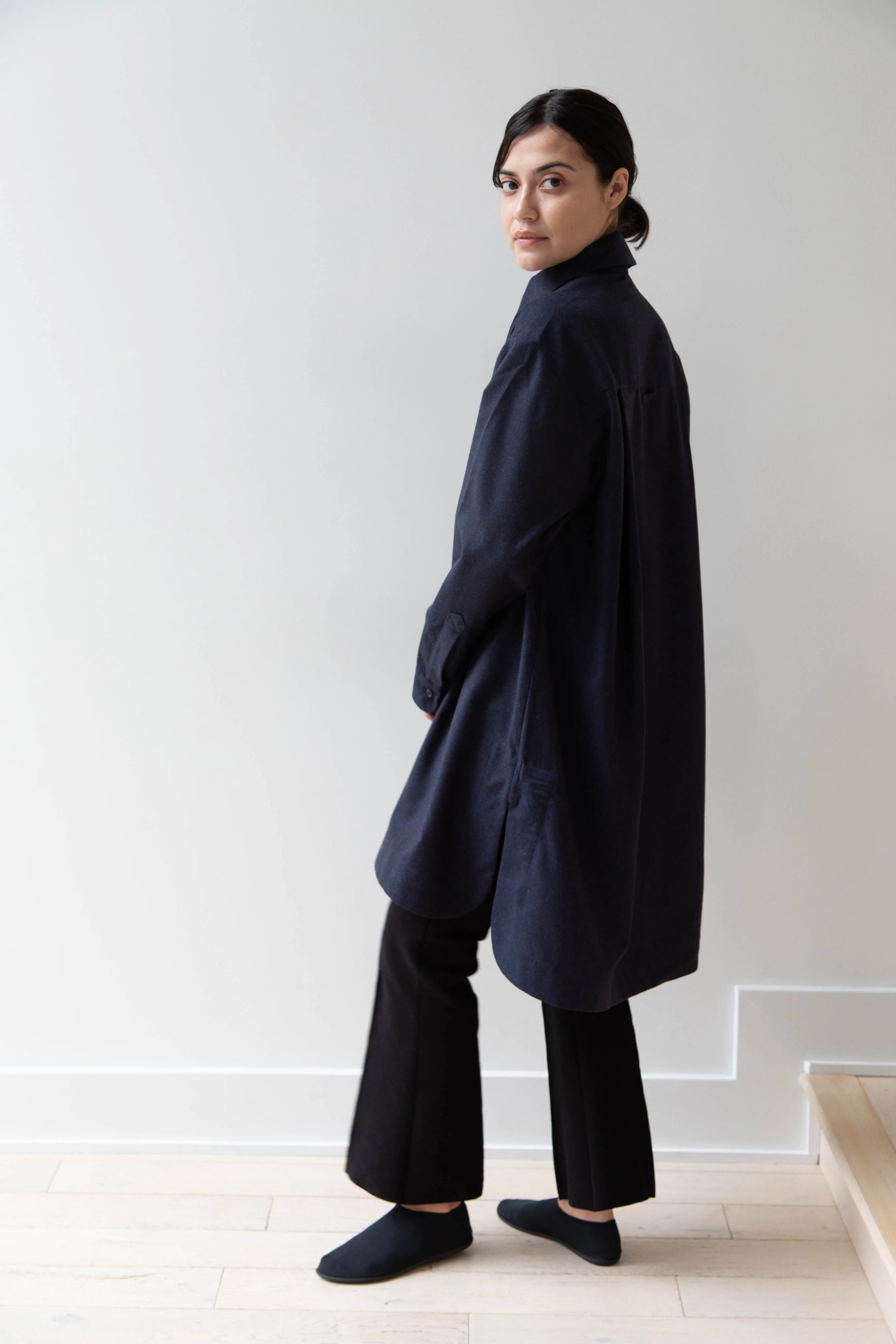 Cawley | Big Shirt in Dark Navy Wool