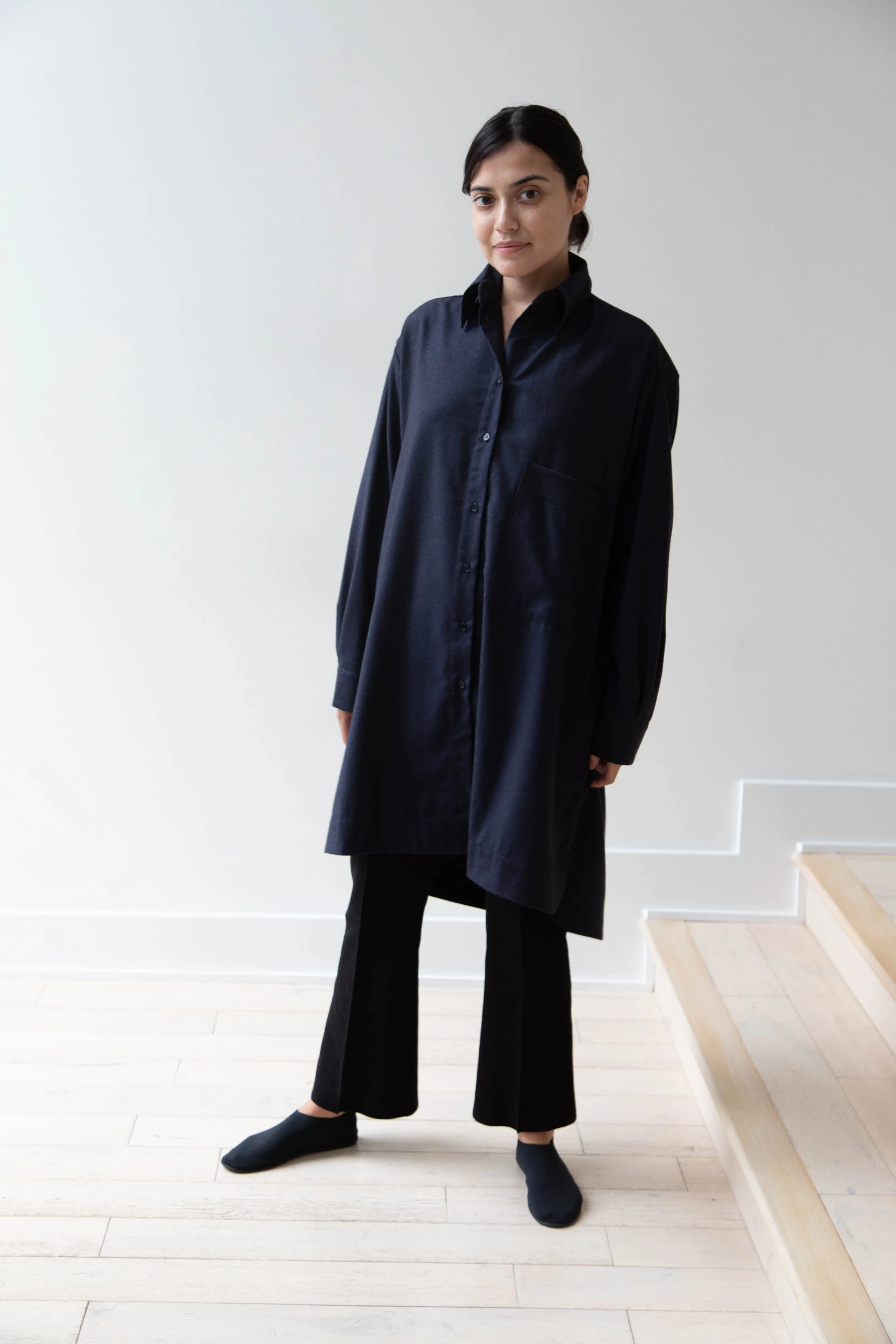 Cawley | Big Shirt in Dark Navy Wool
