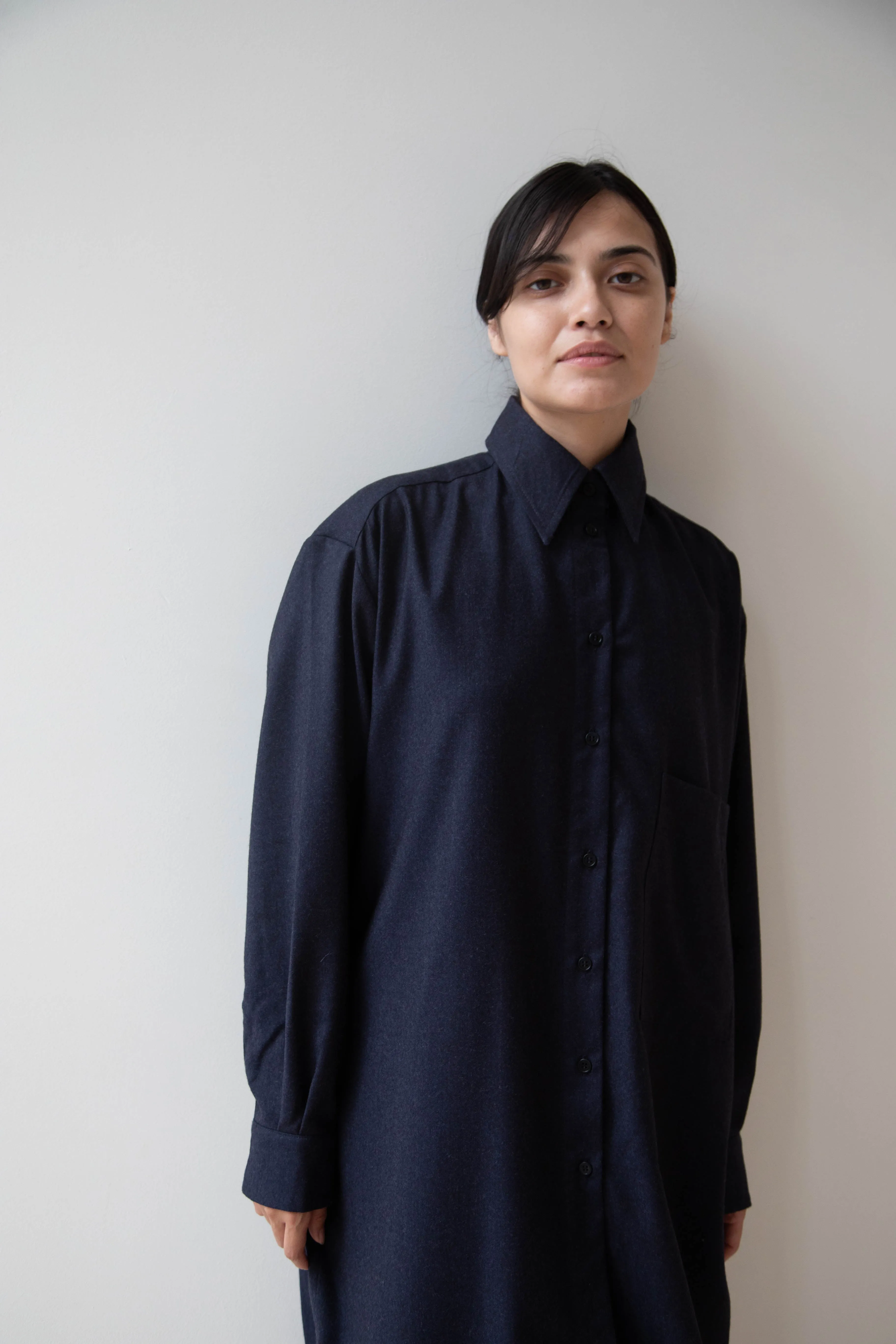 Cawley | Big Shirt in Dark Navy Wool