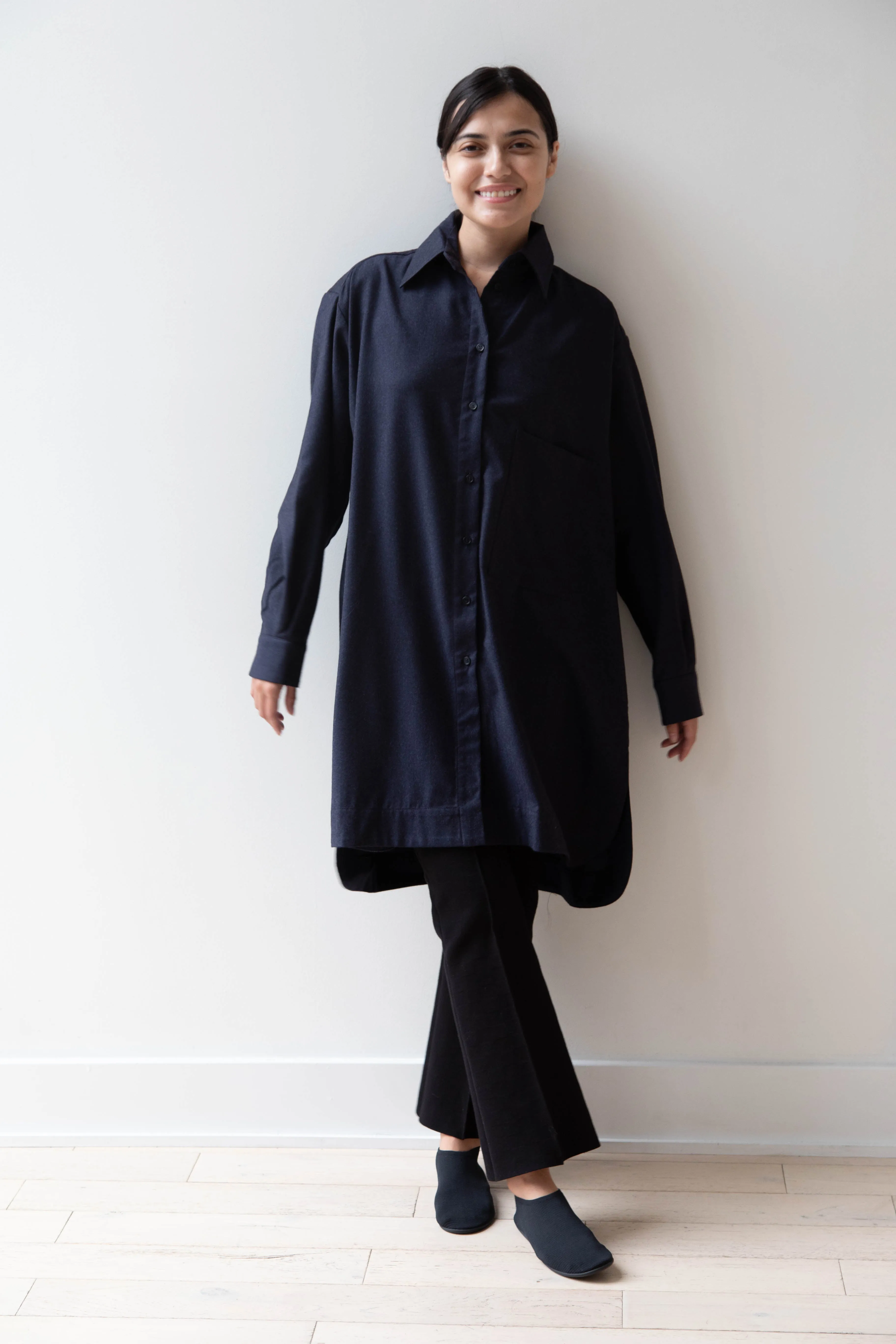 Cawley | Big Shirt in Dark Navy Wool