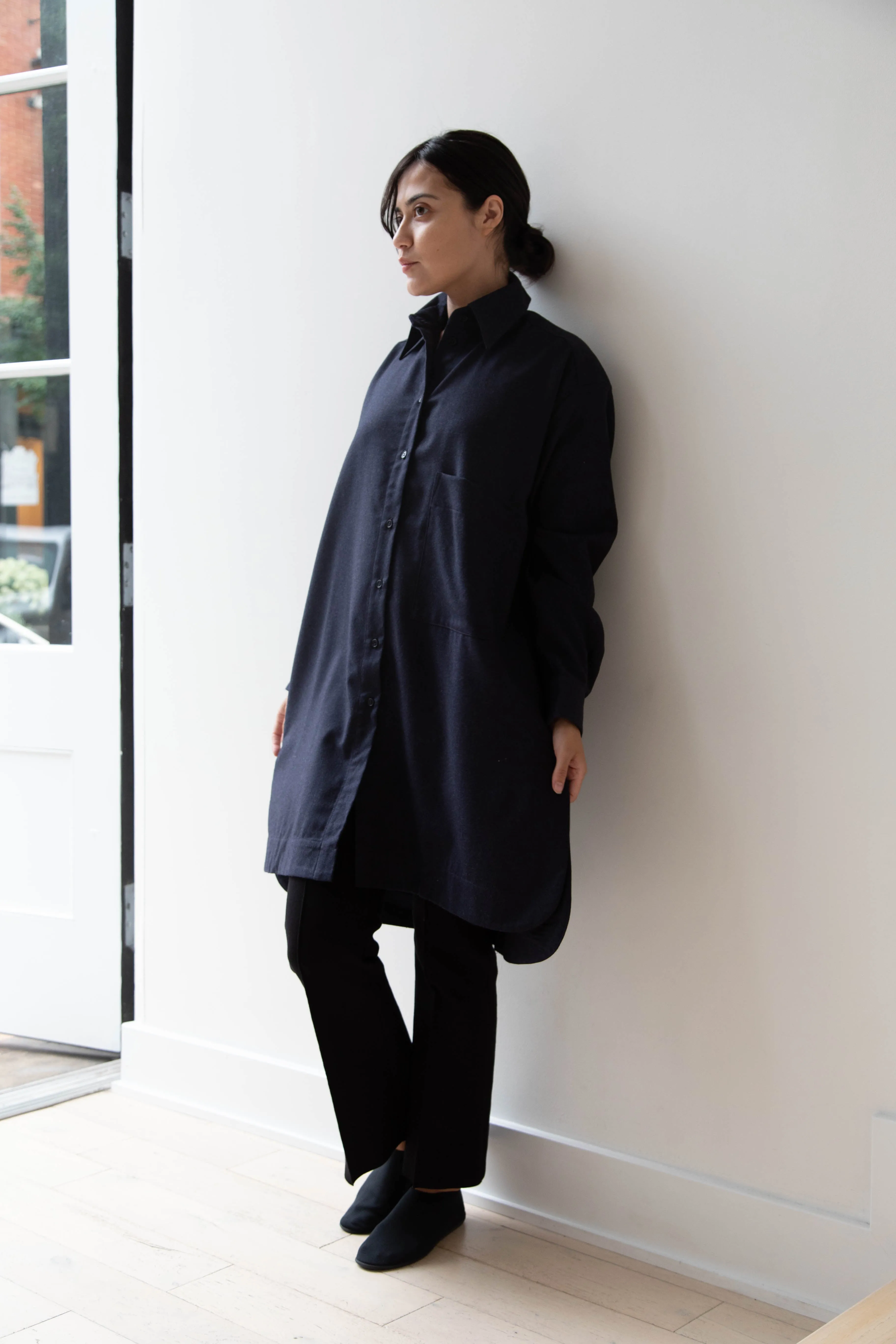 Cawley | Big Shirt in Dark Navy Wool