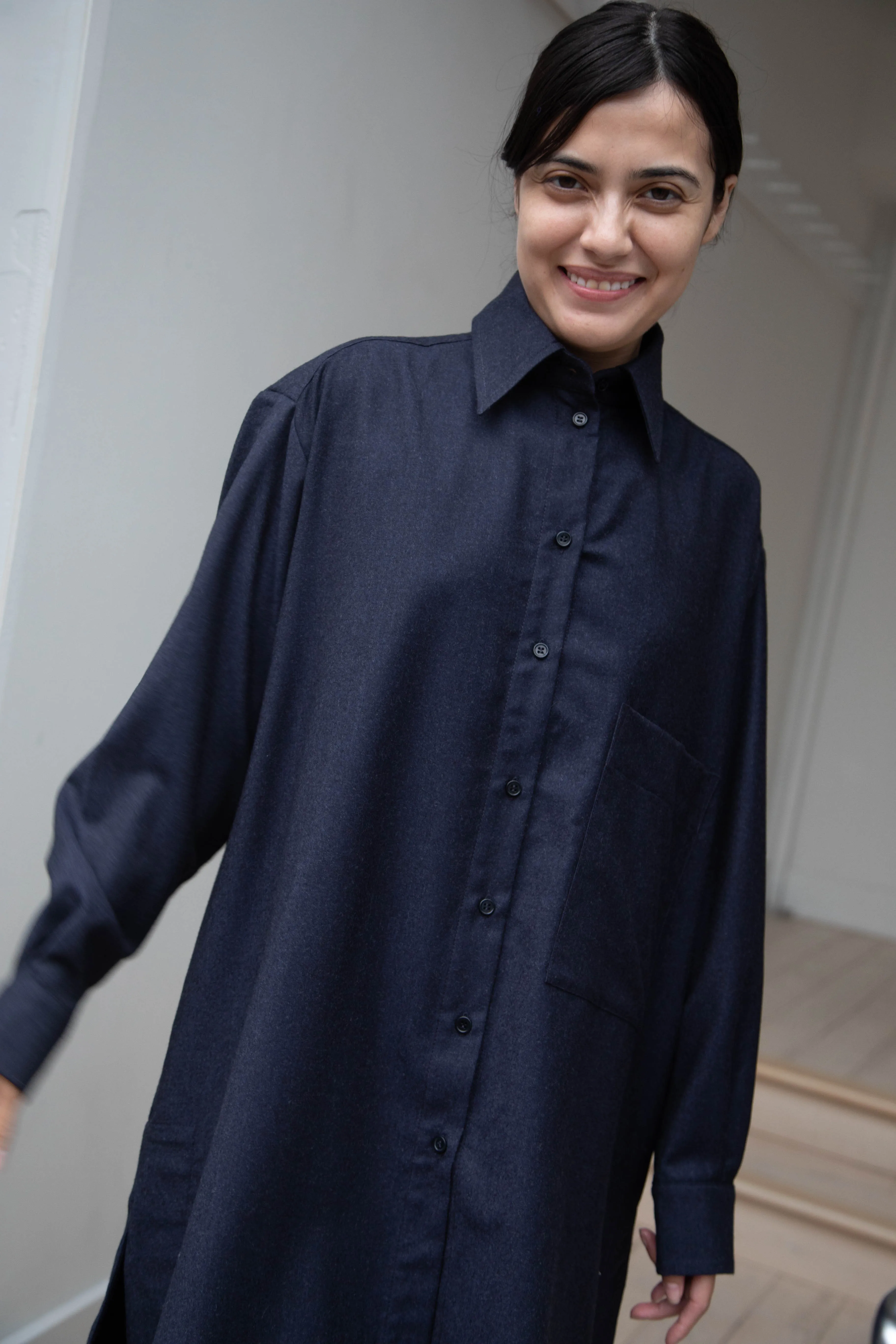 Cawley | Big Shirt in Dark Navy Wool