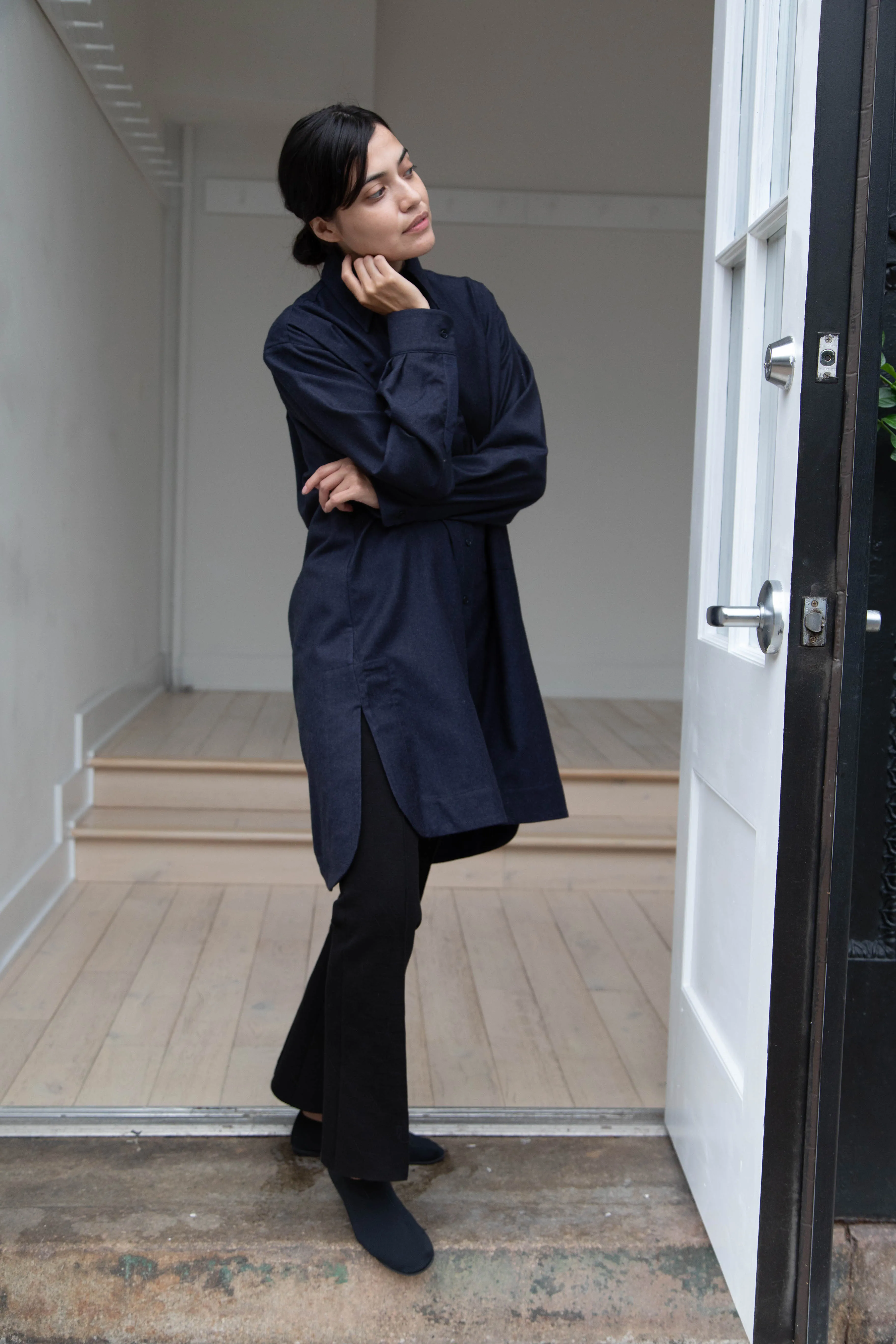 Cawley | Big Shirt in Dark Navy Wool
